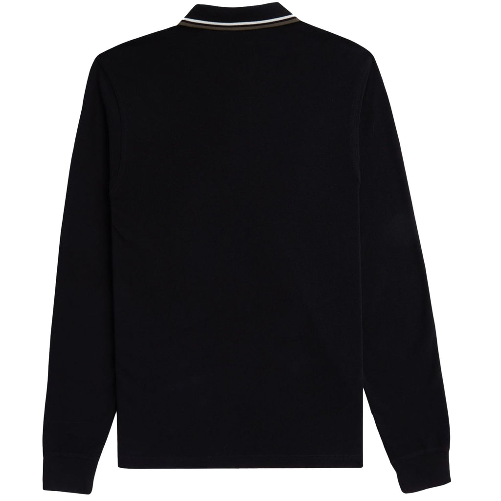 Fred Perry M3636 Long Sleeve Twin Tipped Polo Shirt - Black