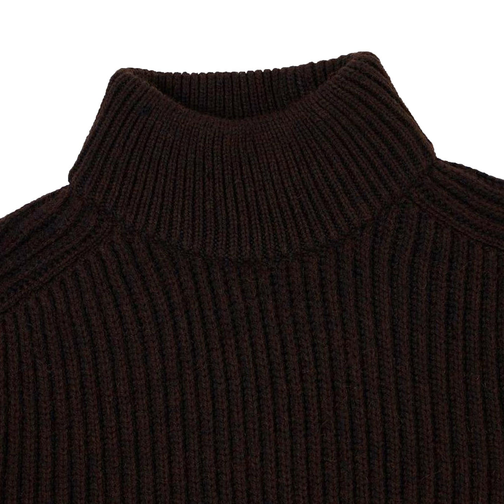 Edwin Roni High Collar Sweater - Dark Brown