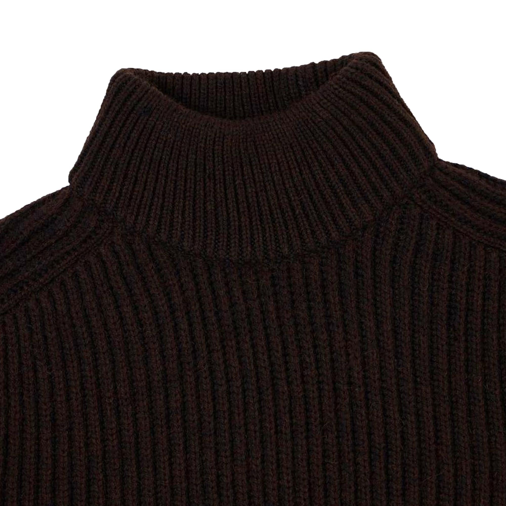 Edwin Roni High Collar Sweater - Dark Brown
