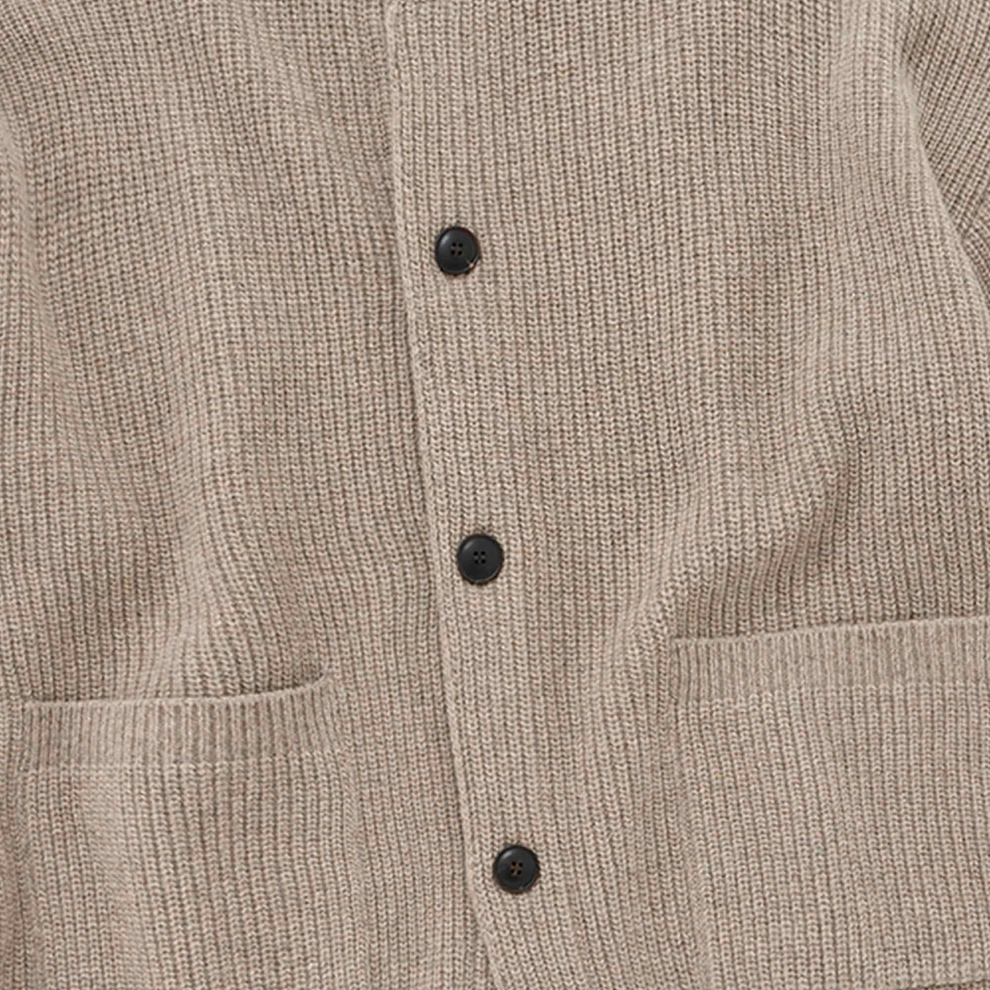 Heavy Wool Round Cardigan - Oatmeal