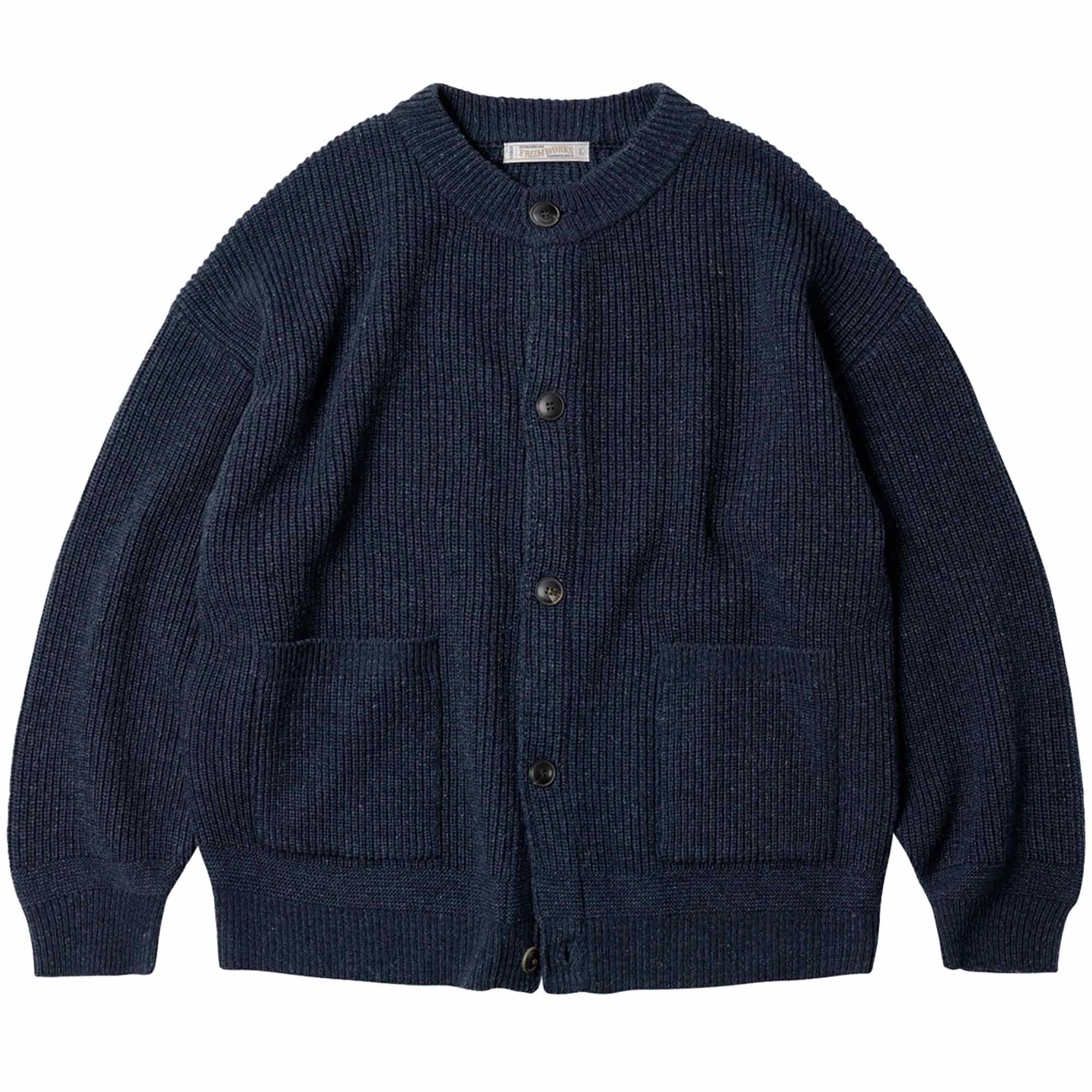 FrizmWORKS Heavy Wool Round Cardigan - Indigo