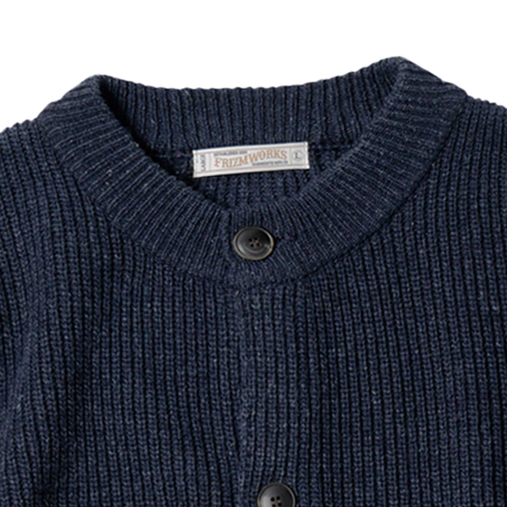 FrizmWORKS Heavy Wool Round Cardigan - Indigo