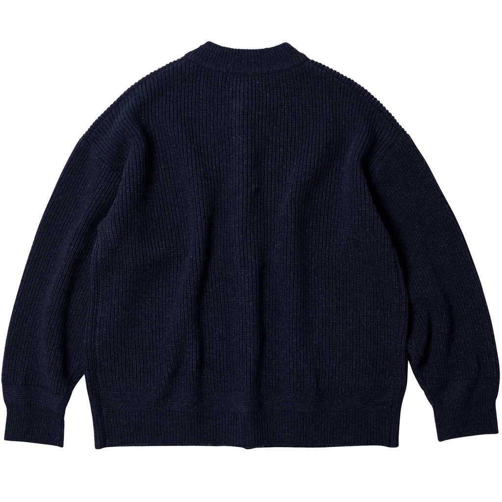 FrizmWORKS Heavy Wool Round Cardigan - Navy