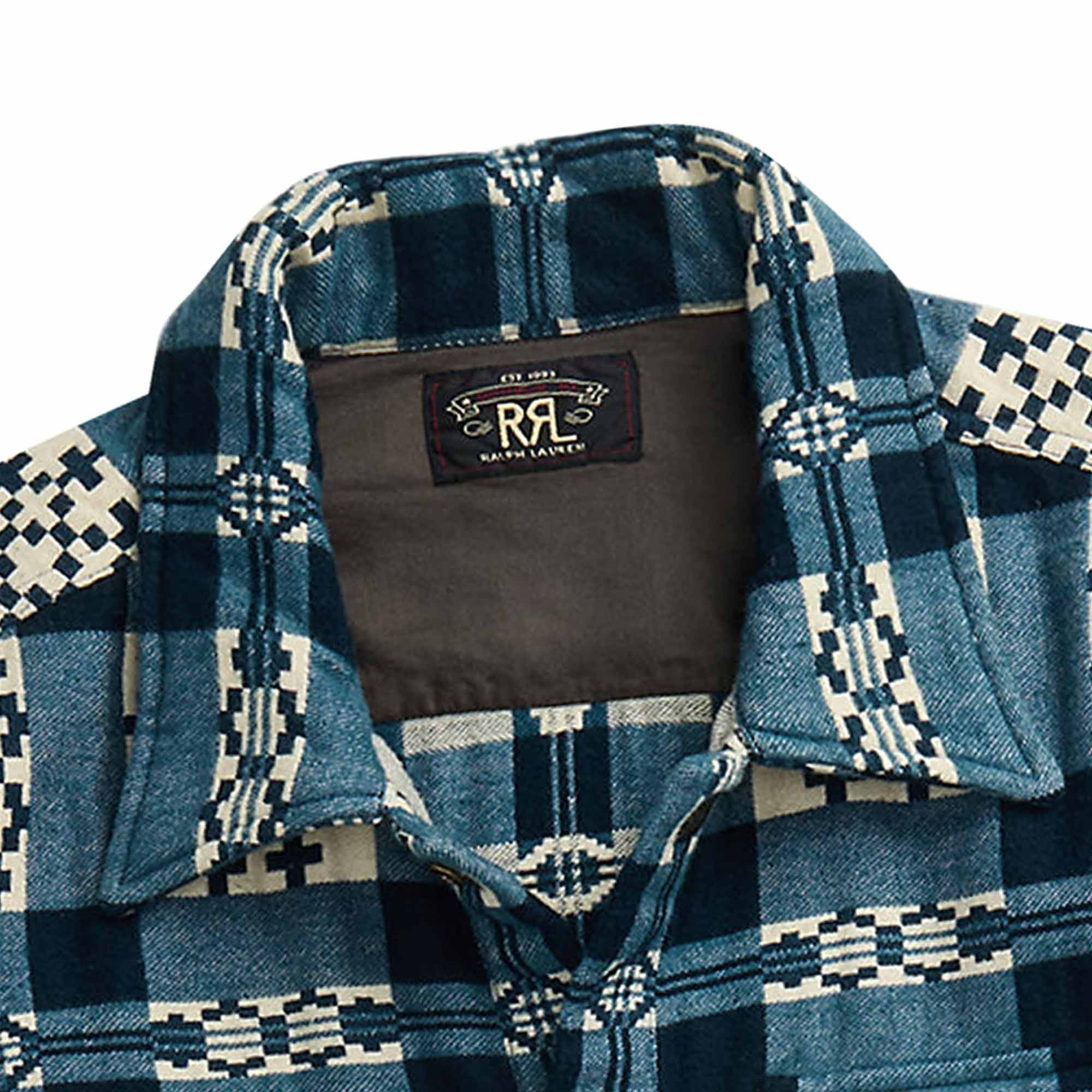 RRL by Ralph Lauren Patterned Jacquard Overshirt - Creme Navy