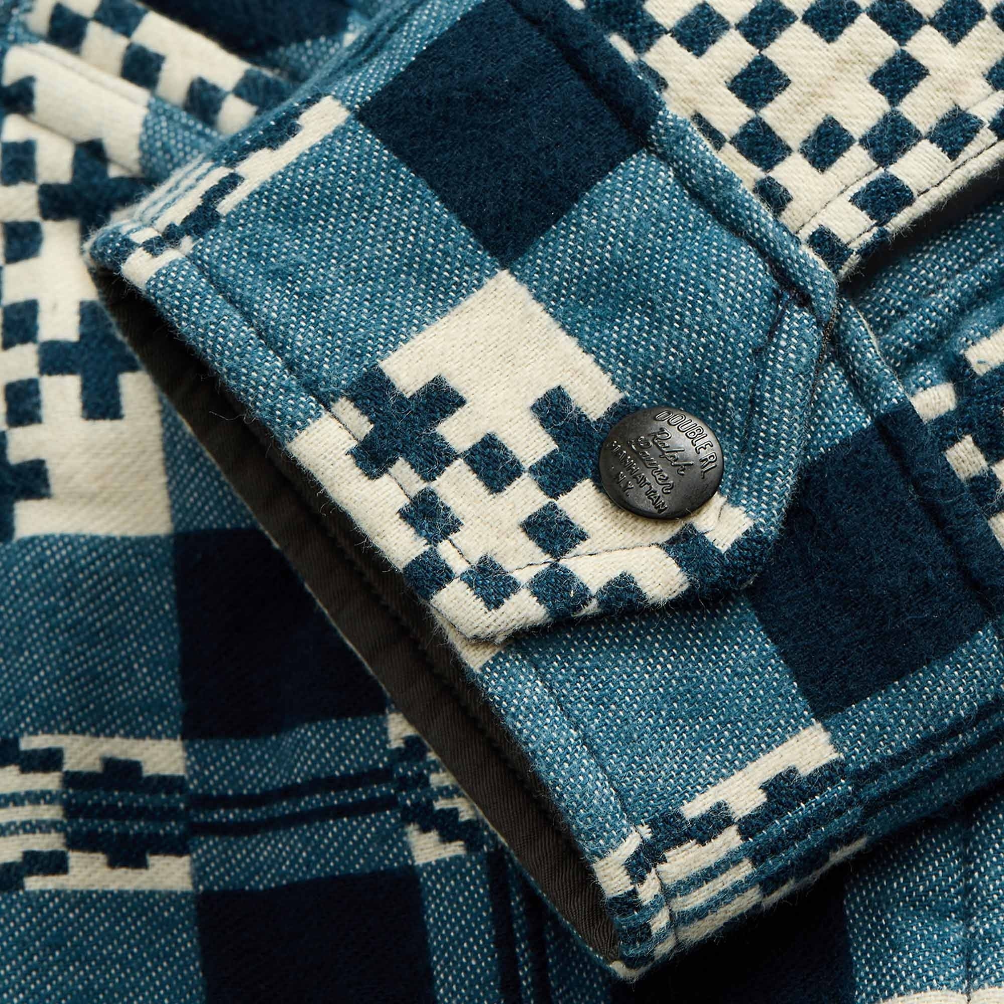 RRL by Ralph Lauren Patterned Jacquard Overshirt - Creme Navy