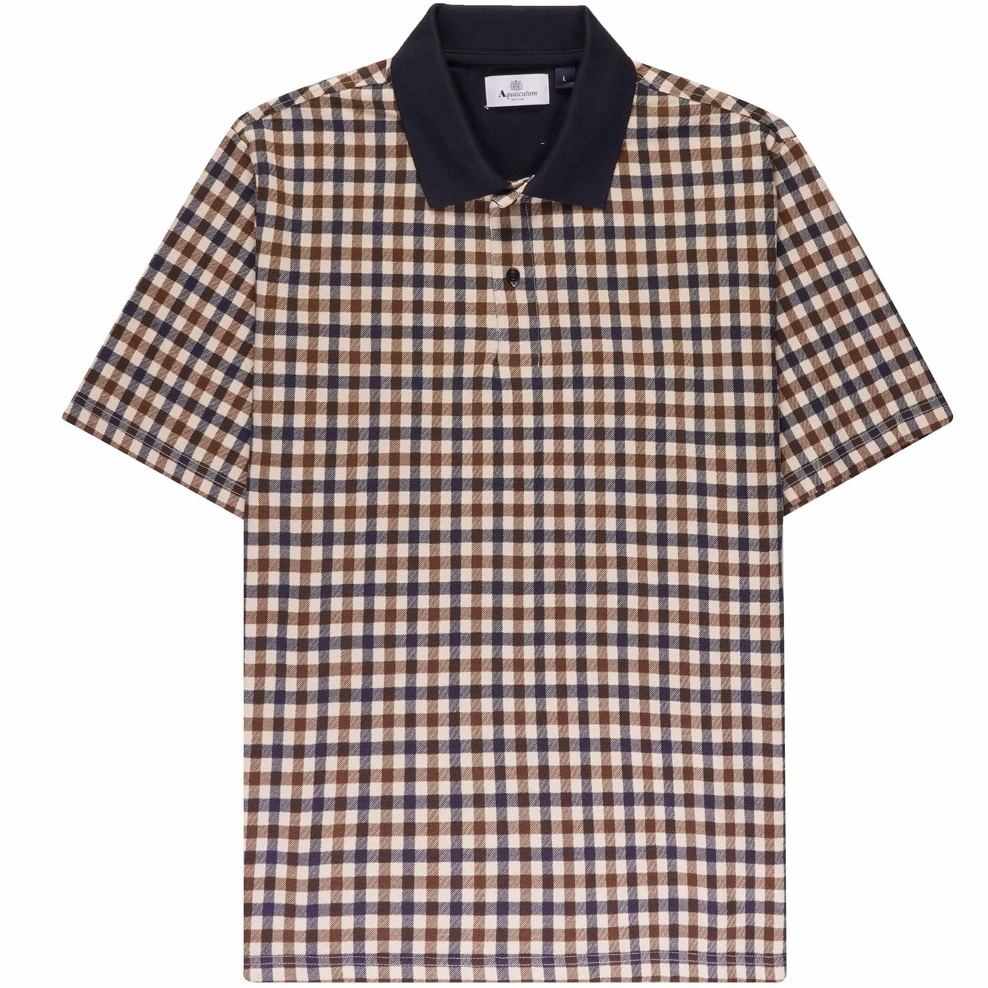 Aquascutum Active Club Check Short Sleeve Polo Shirt - House Check