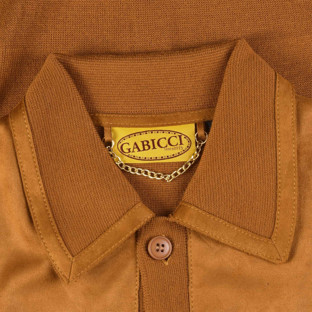 Gabicci Vintage Everett Button Through Polo Shirt - Toffee