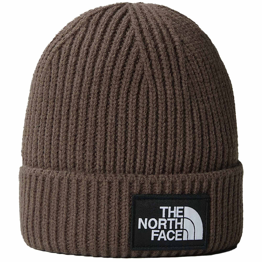 The North Face TNF Logo Box Cuffed Beanie - Brown