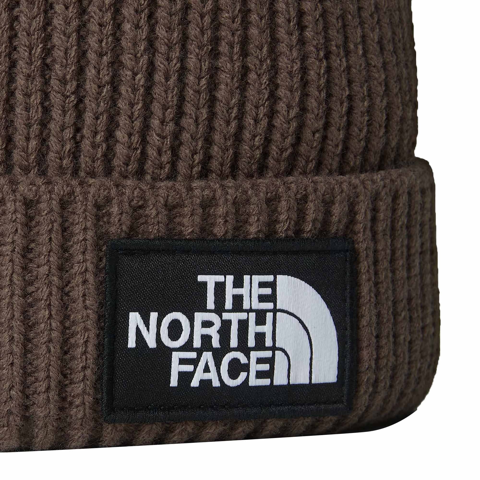 The North Face TNF Logo Box Cuffed Beanie - Brown