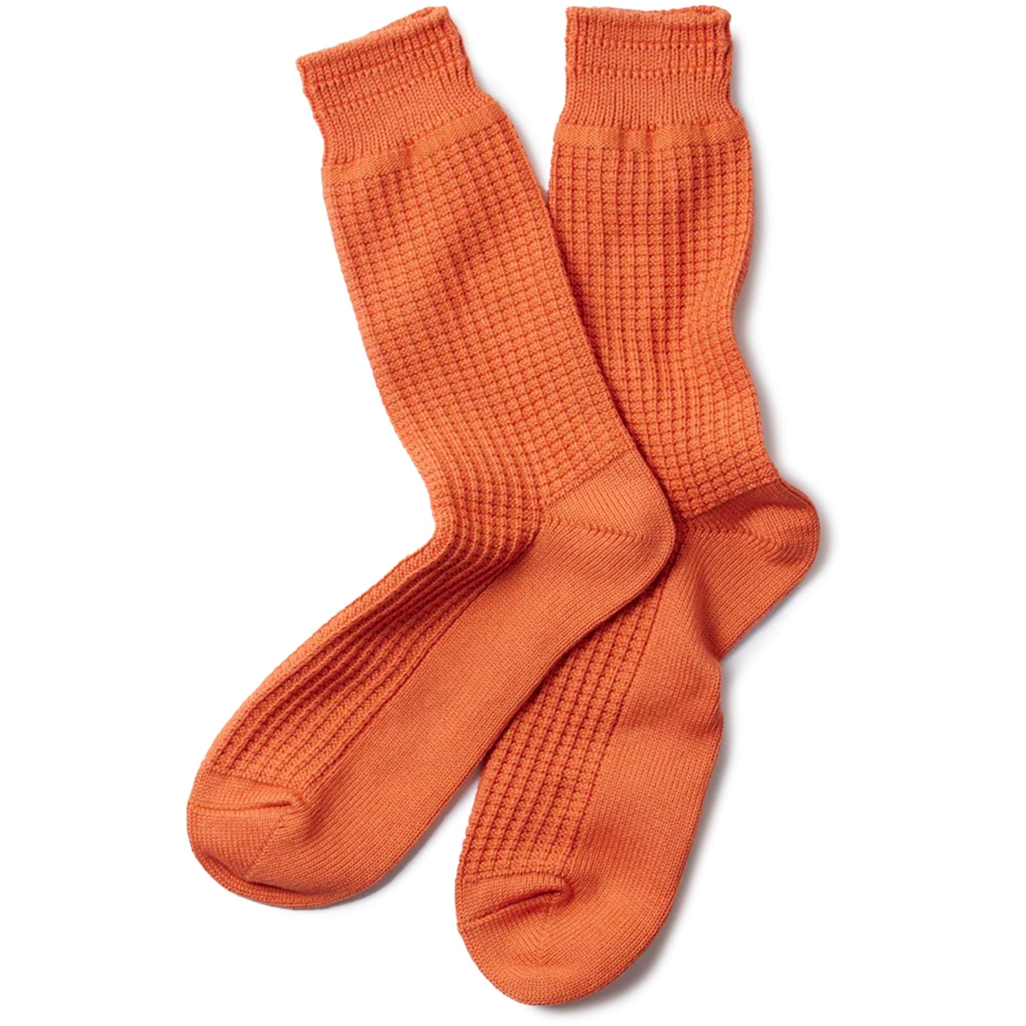 RoToTo Socks Cotton Waffle Crew Socks - Orange