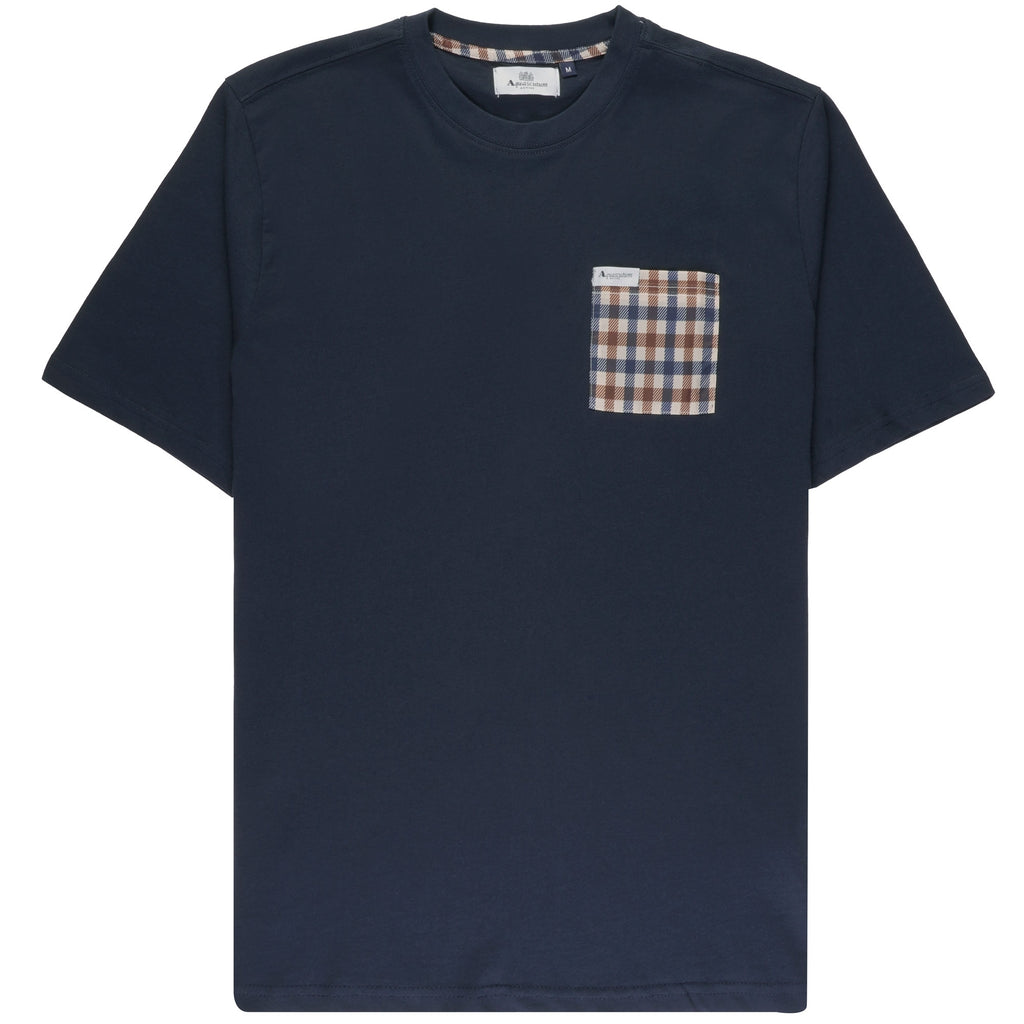 Aquascutum Active Club Check Pocket T-Shirt - Navy