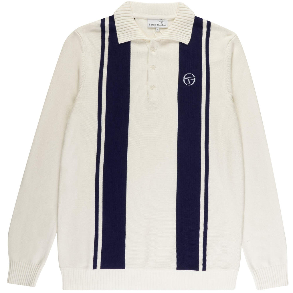 Sergio Tacchini Young Line Knit Long Sleeve Polo - Gardenia