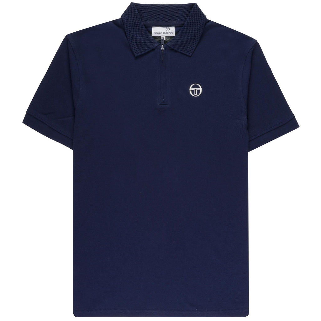 Sergio Tacchini Briggs Zip Neck Polo Shirt - Maritime Blue