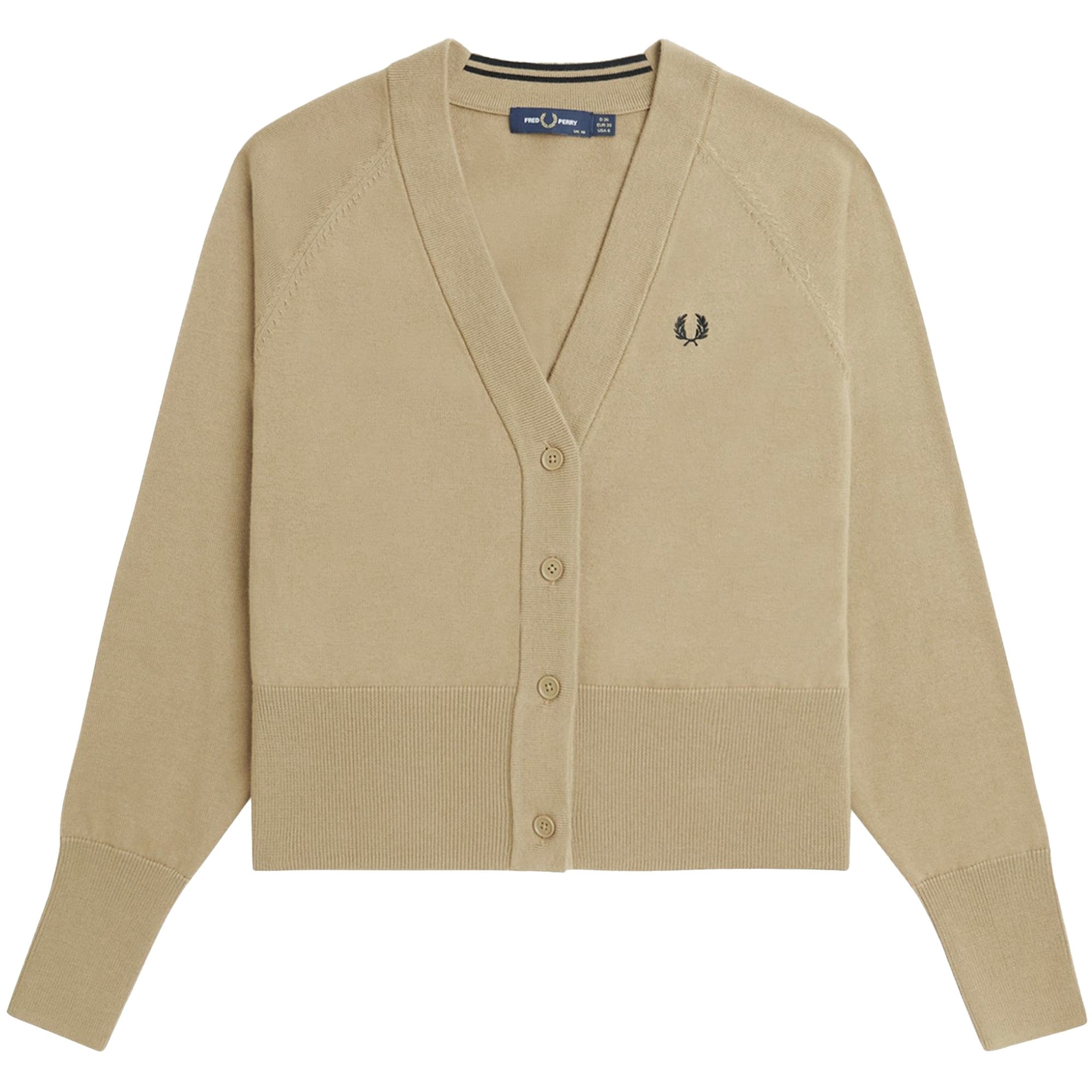 Fred Perry Womens V-Neck Cardigan - Warm Stone