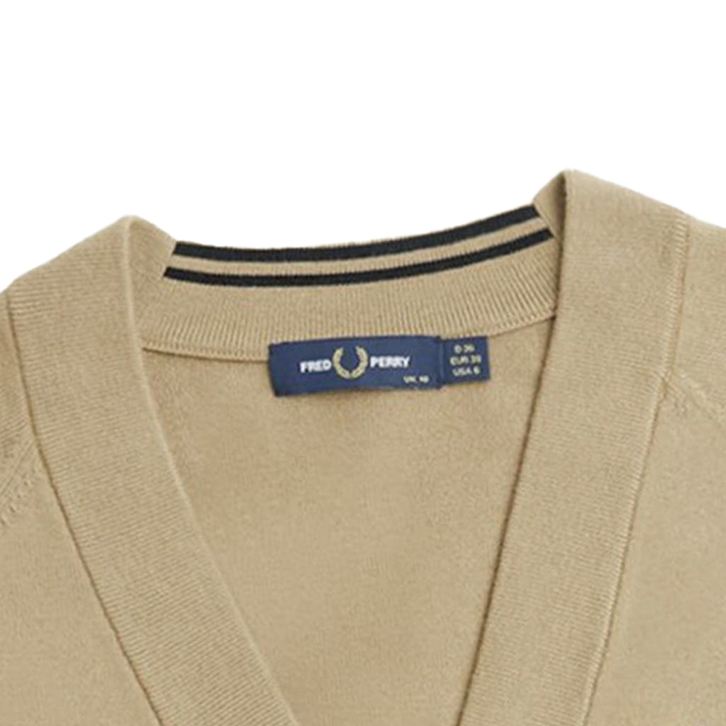 Fred Perry Womens V-Neck Cardigan - Warm Stone