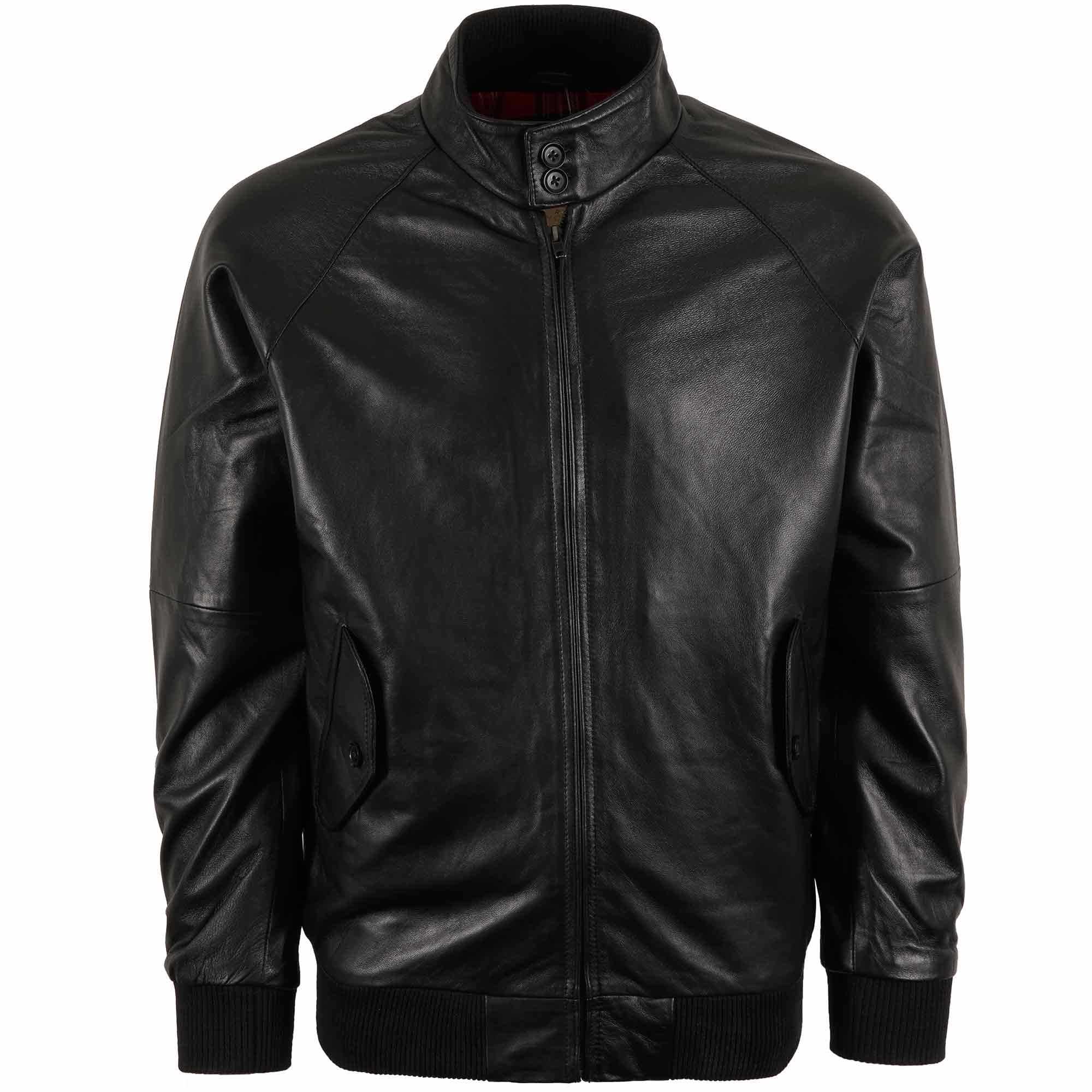 Real Hoxton Leather Harrington Jacket - Black