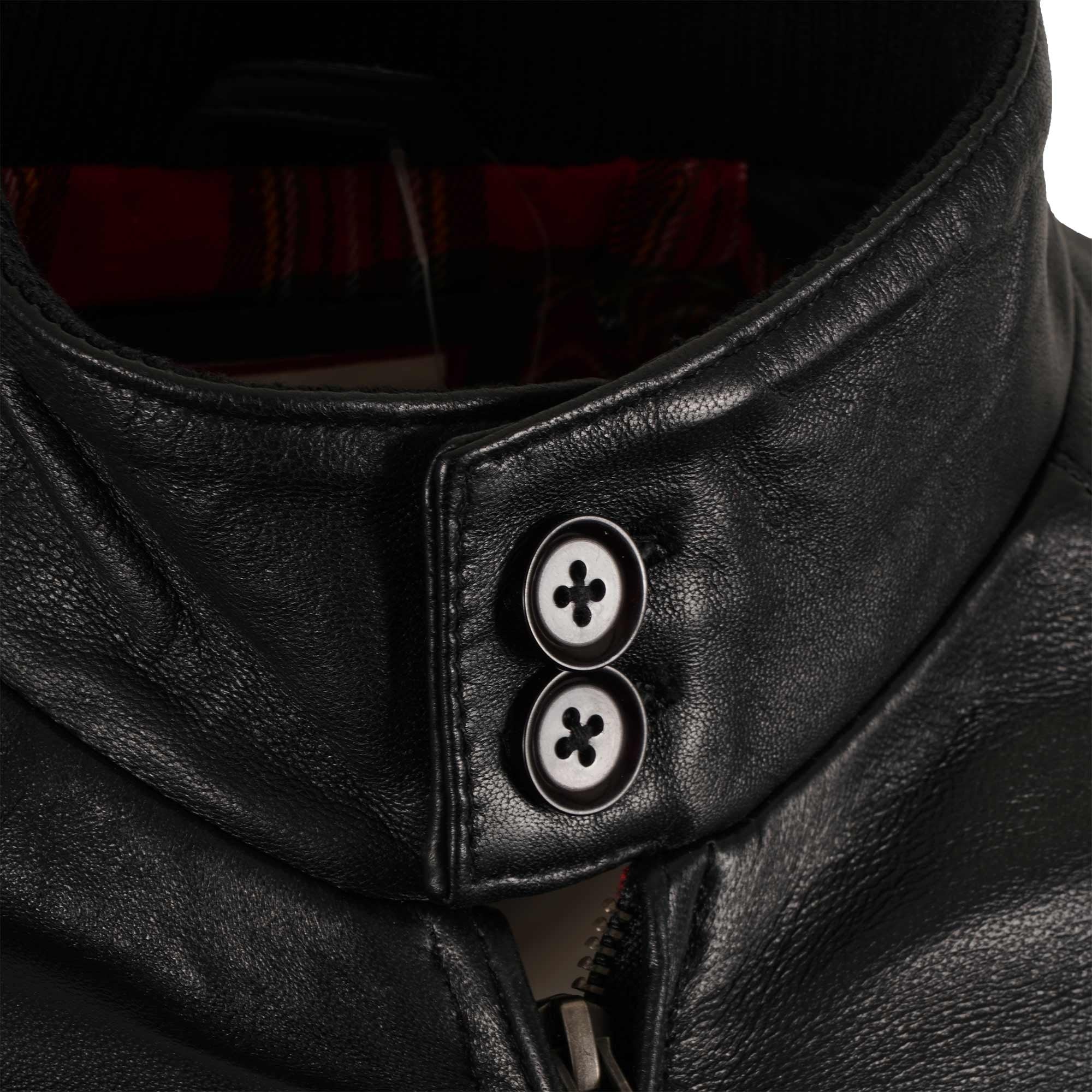 Real Hoxton Leather Harrington Jacket - Black
