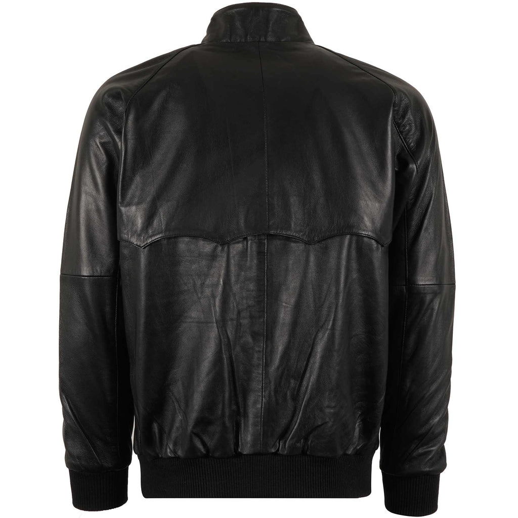 Real Hoxton Leather Harrington Jacket - Black