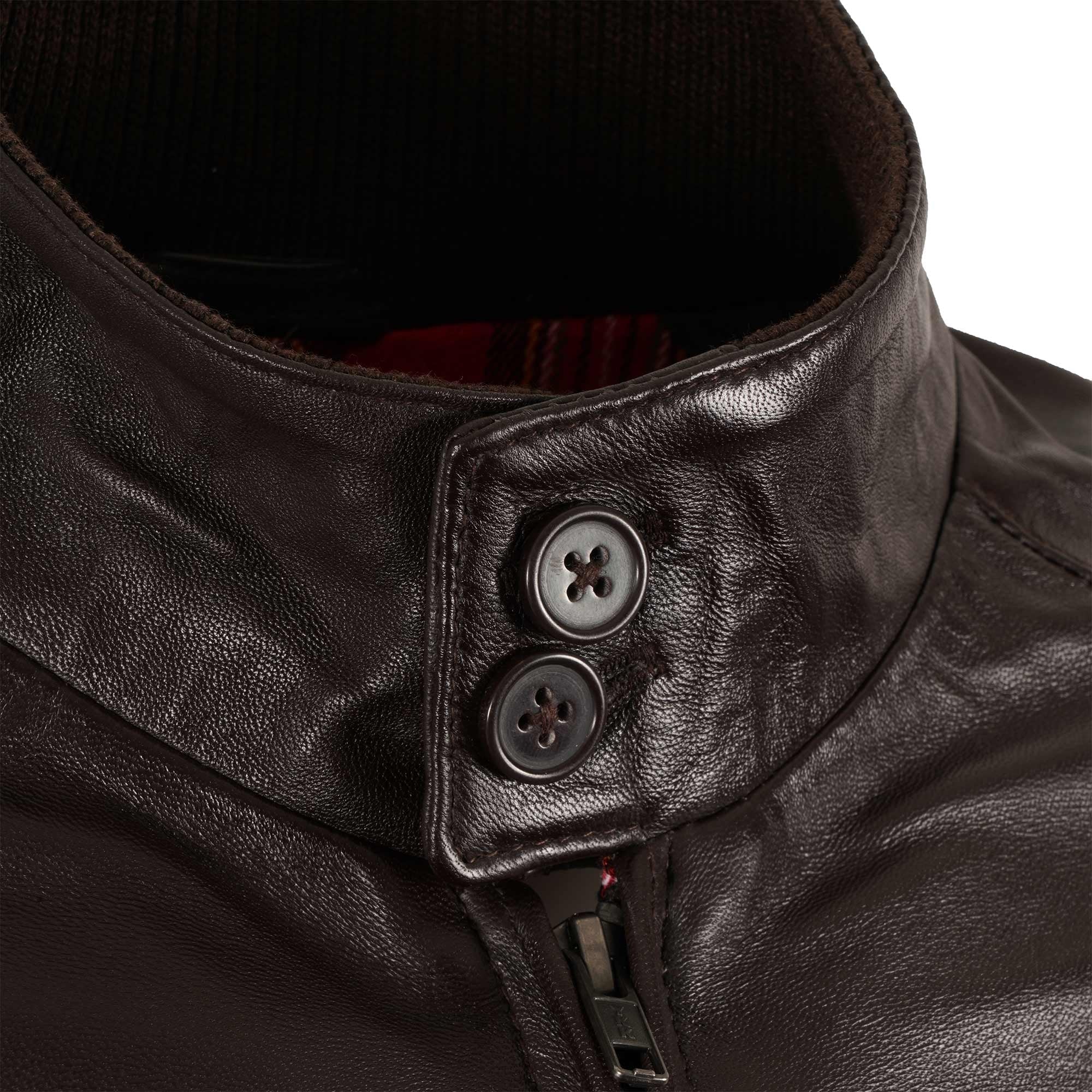 Real Hoxton Leather Harrington Jacket - Brown