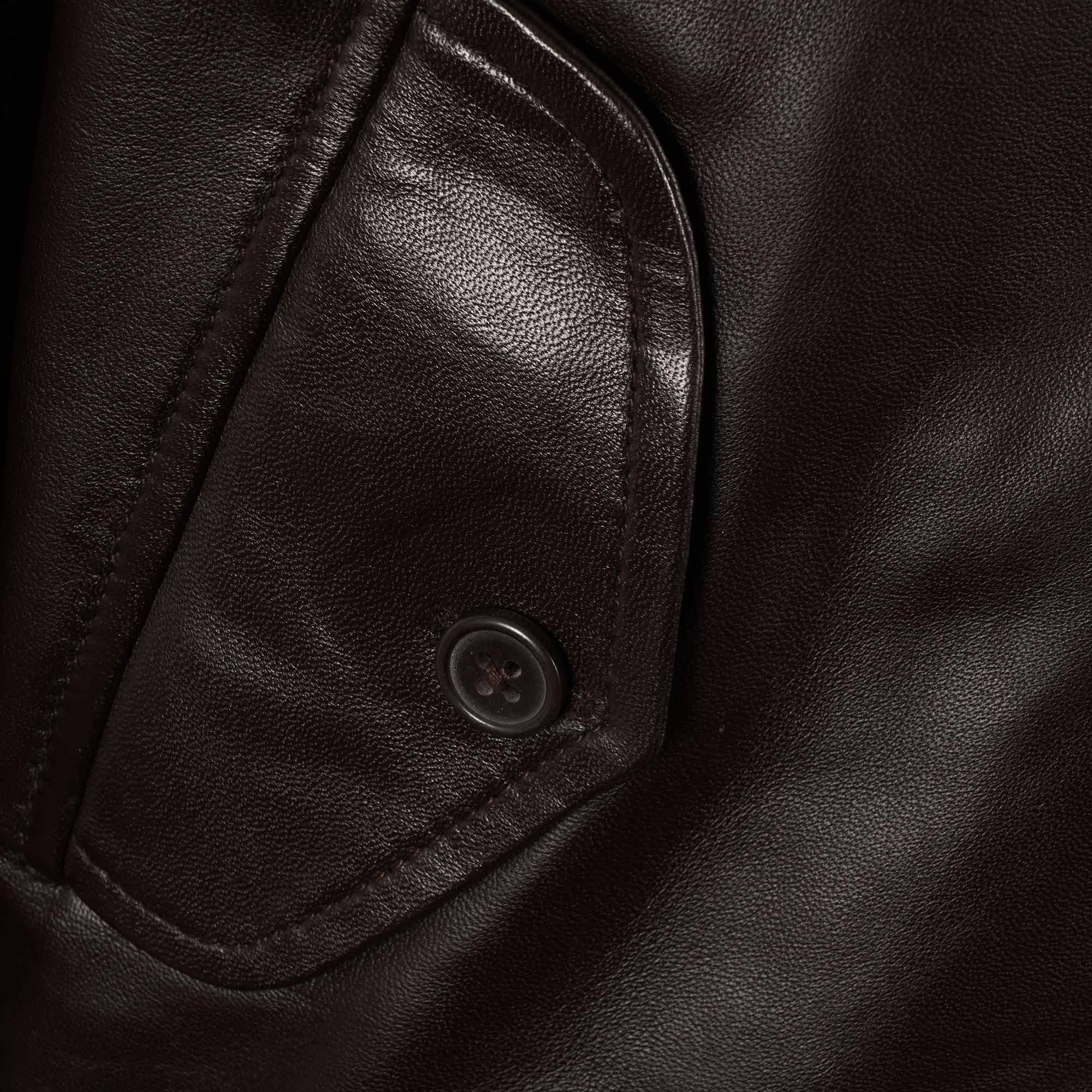 Real Hoxton Leather Harrington Jacket - Brown