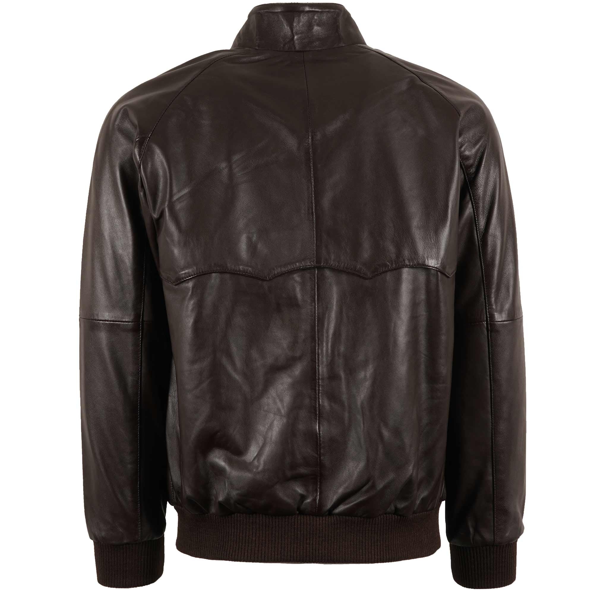 Real Hoxton Leather Harrington Jacket - Brown