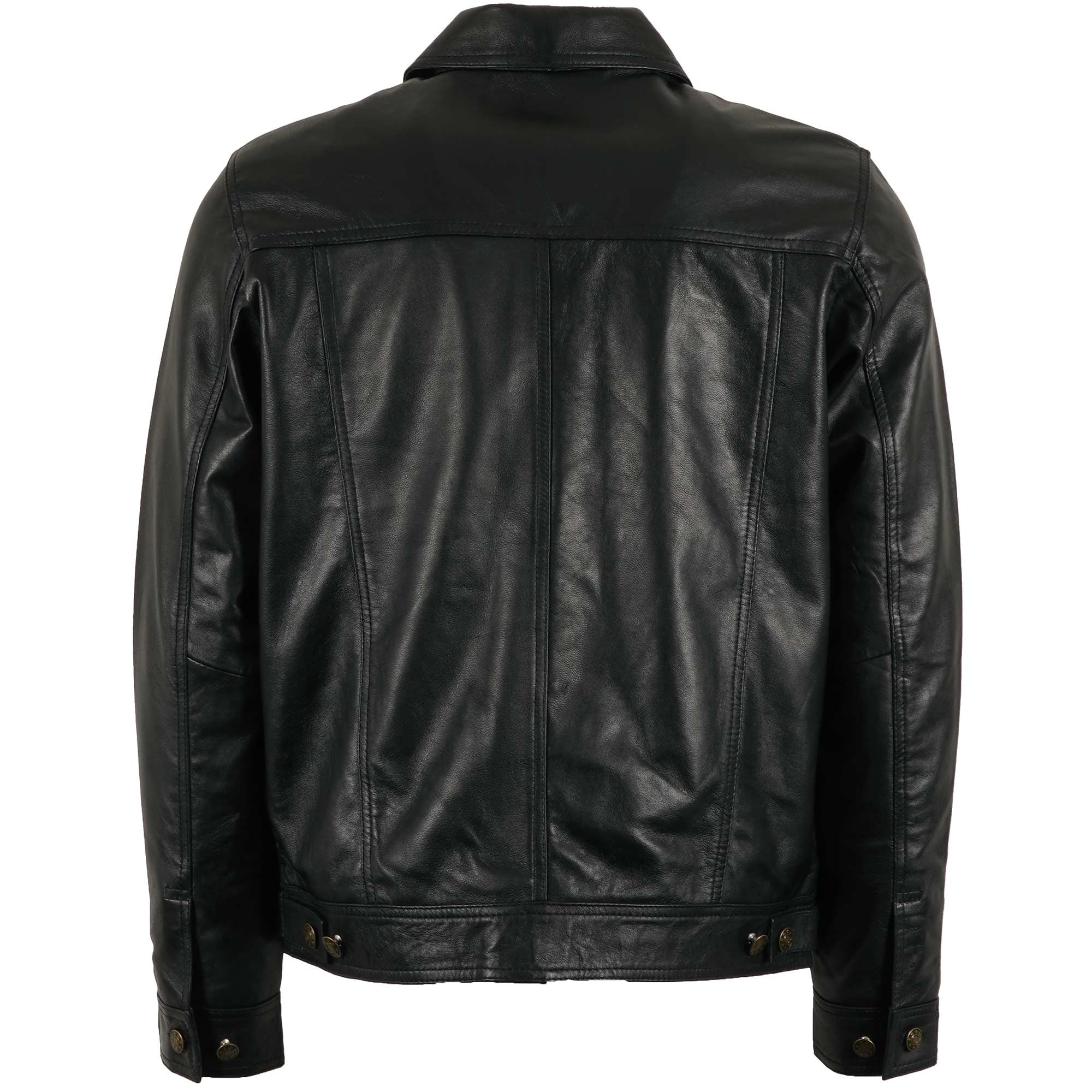 Real Hoxton Leather Trucker Jacket - Black