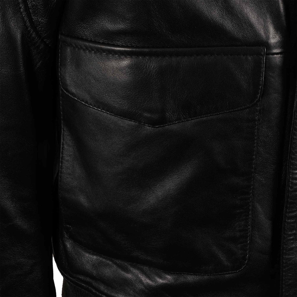 Real Hoxton G1 Aviator Flight Leather Jacket - Black