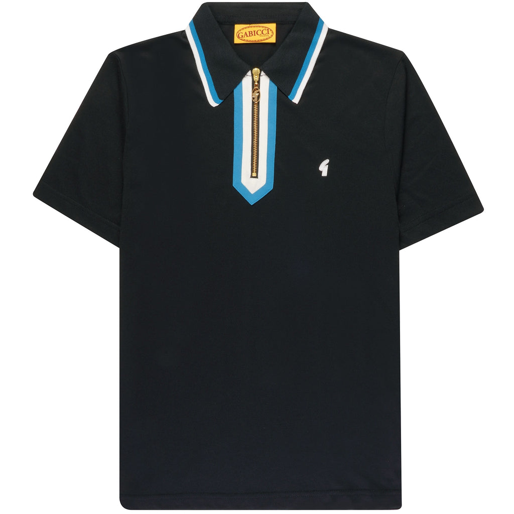 Gabicci Vintage George Zip Neck Polo Shirt - Black