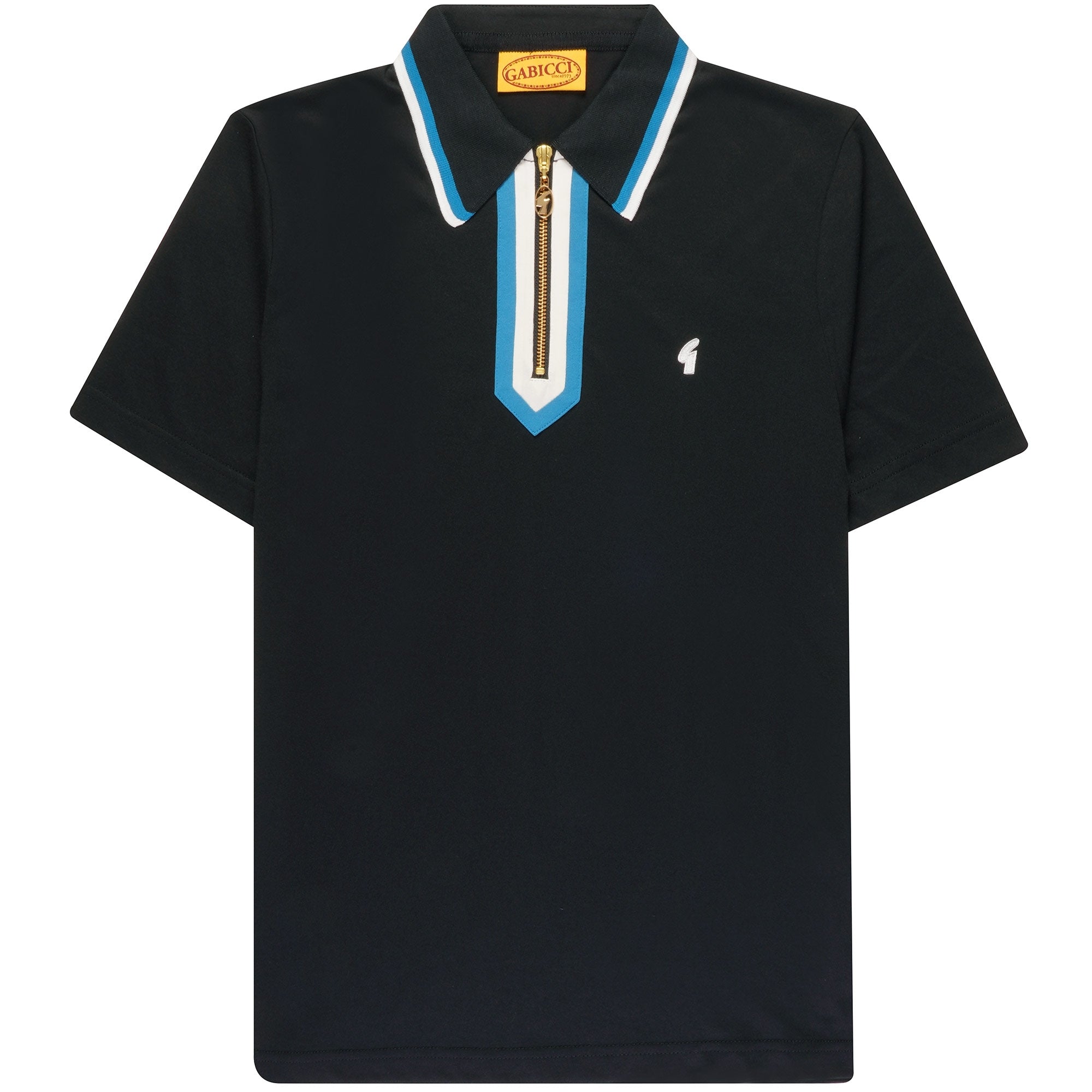 Gabicci Vintage George Zip Neck Polo Shirt - Black