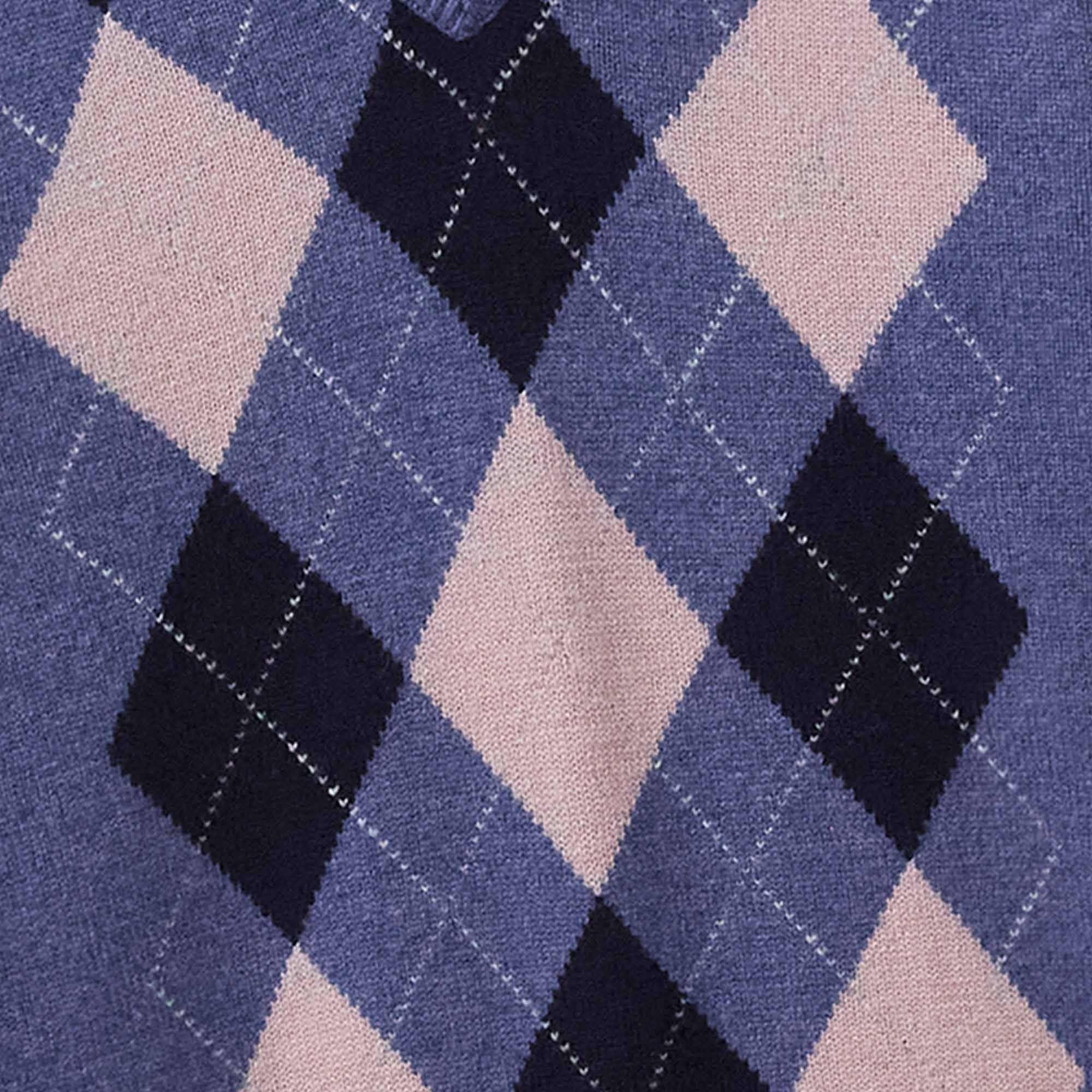 Pringle of Scotland V Neck Argyle Jumper - Dark Indigo