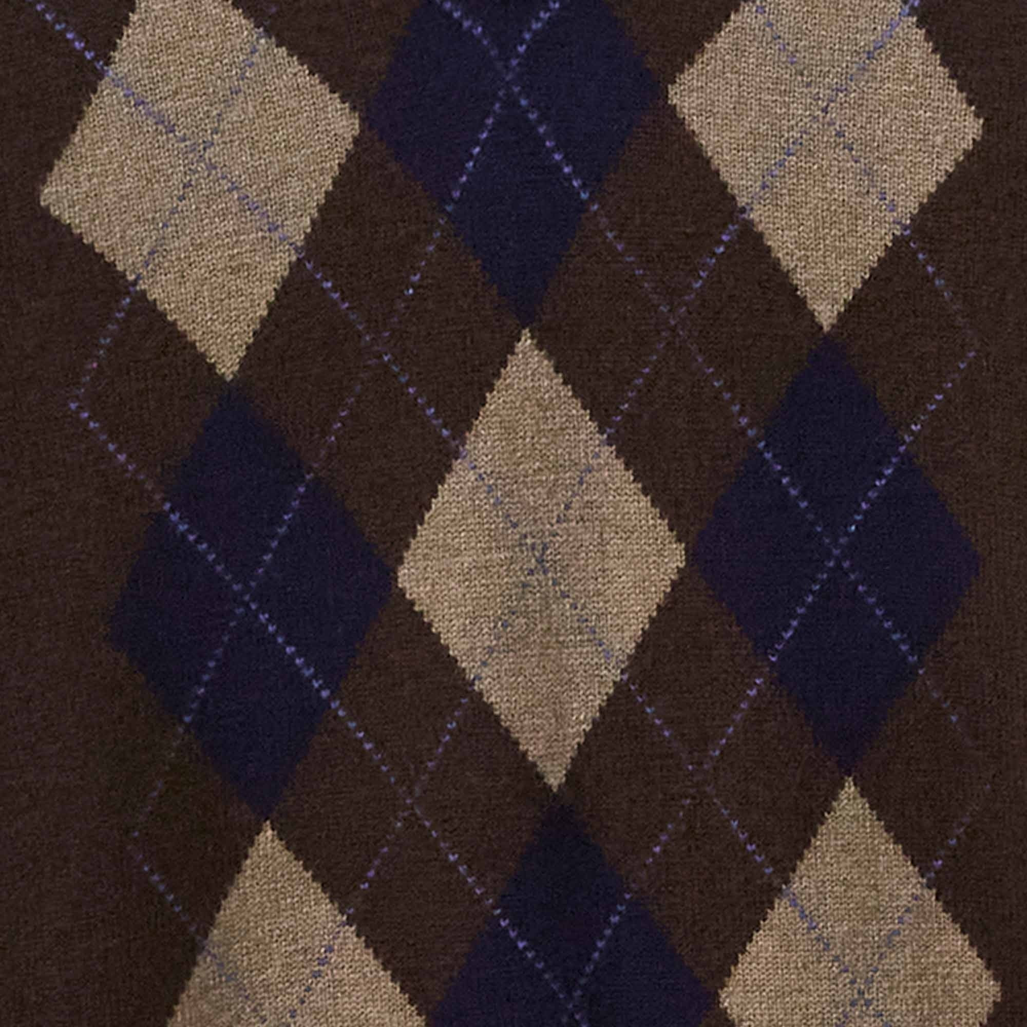Pringle of Scotland V Neck Argyle Jumper - Dark Umber
