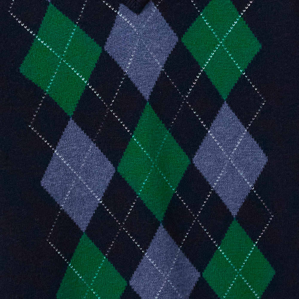 Pringle of Scotland V Neck Argyle Jumper - Midnight