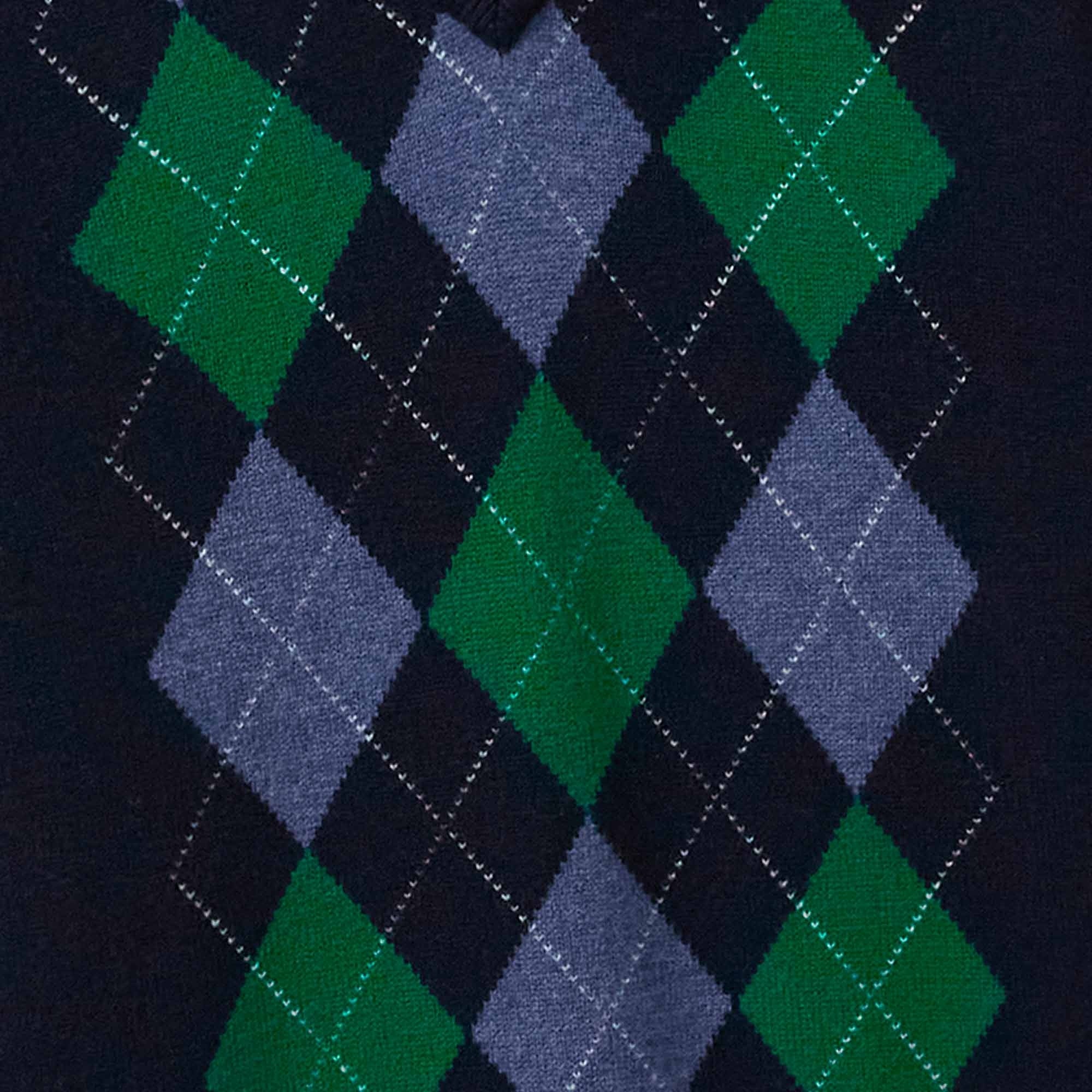 Pringle of Scotland V Neck Argyle Jumper - Midnight