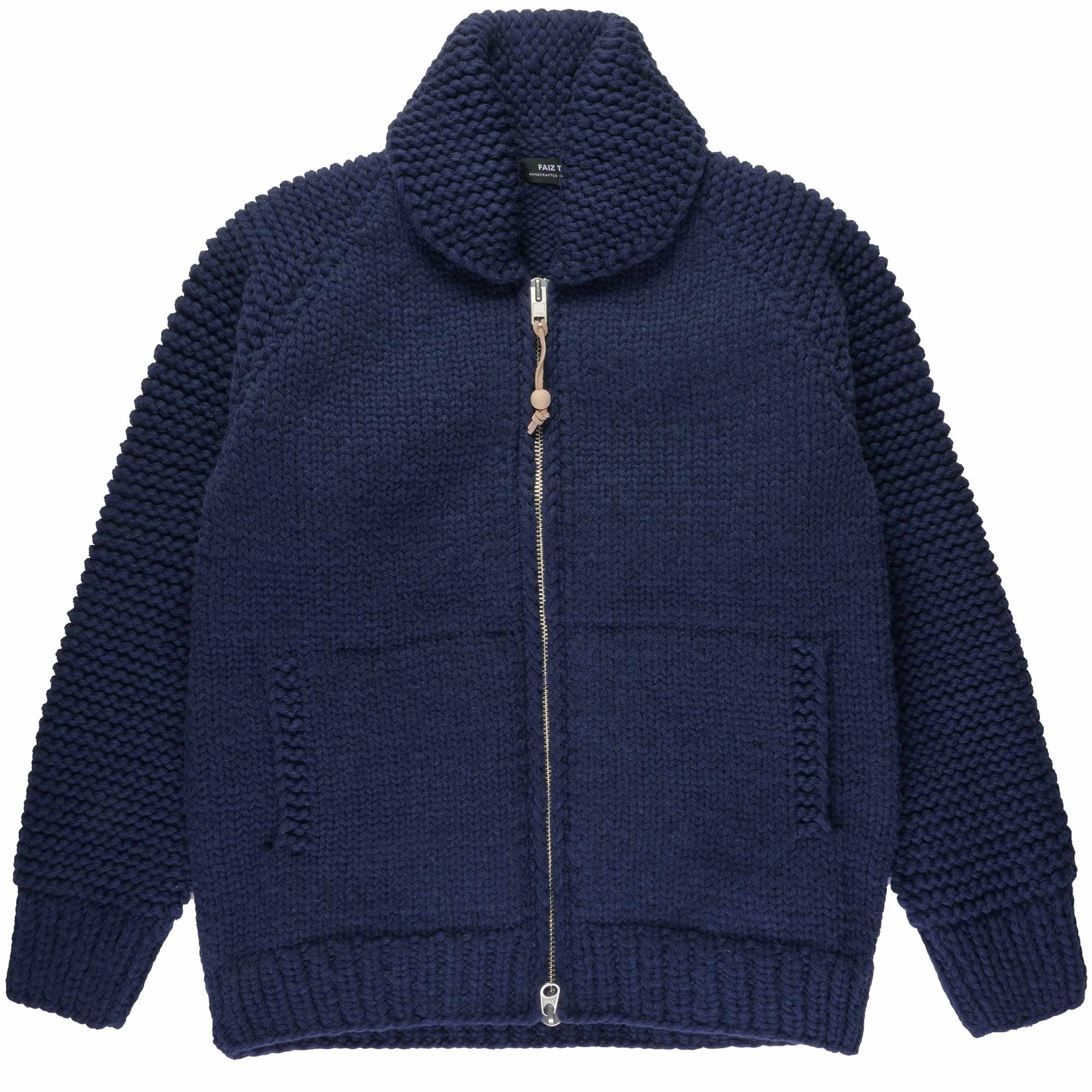 Faiz TS Moto Cowichan Sweater - Dark Navy