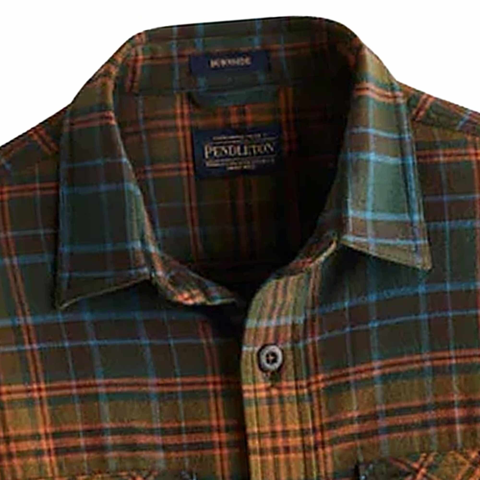 Pendleton Woolen Mills Plaid Burnside Double Brushed Flannel Shirt - Olive Rust
