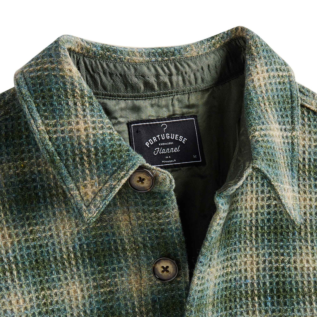 Portuguese Flannel Waffle Overshirt - Green