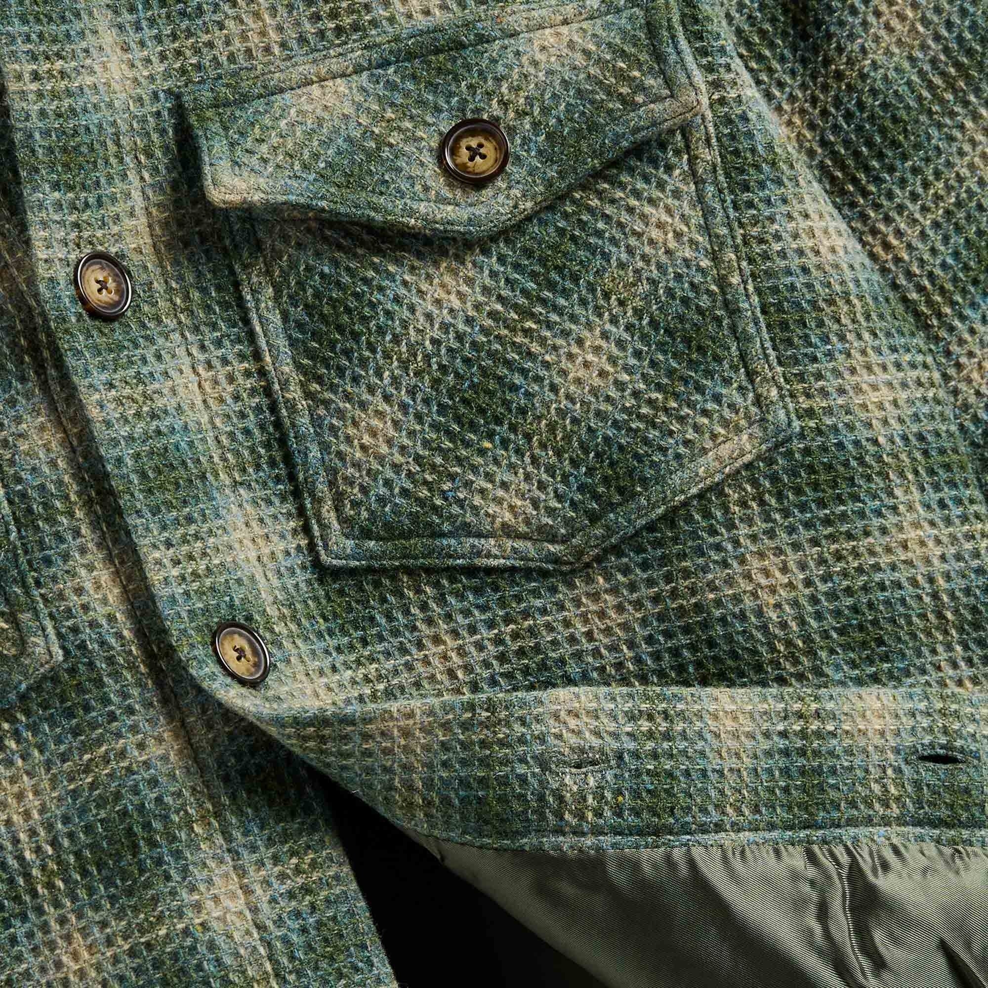 Portuguese Flannel Waffle Overshirt - Green