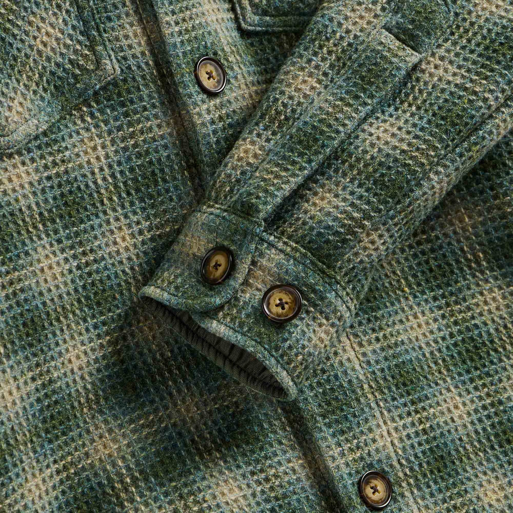 Portuguese Flannel Waffle Overshirt - Green