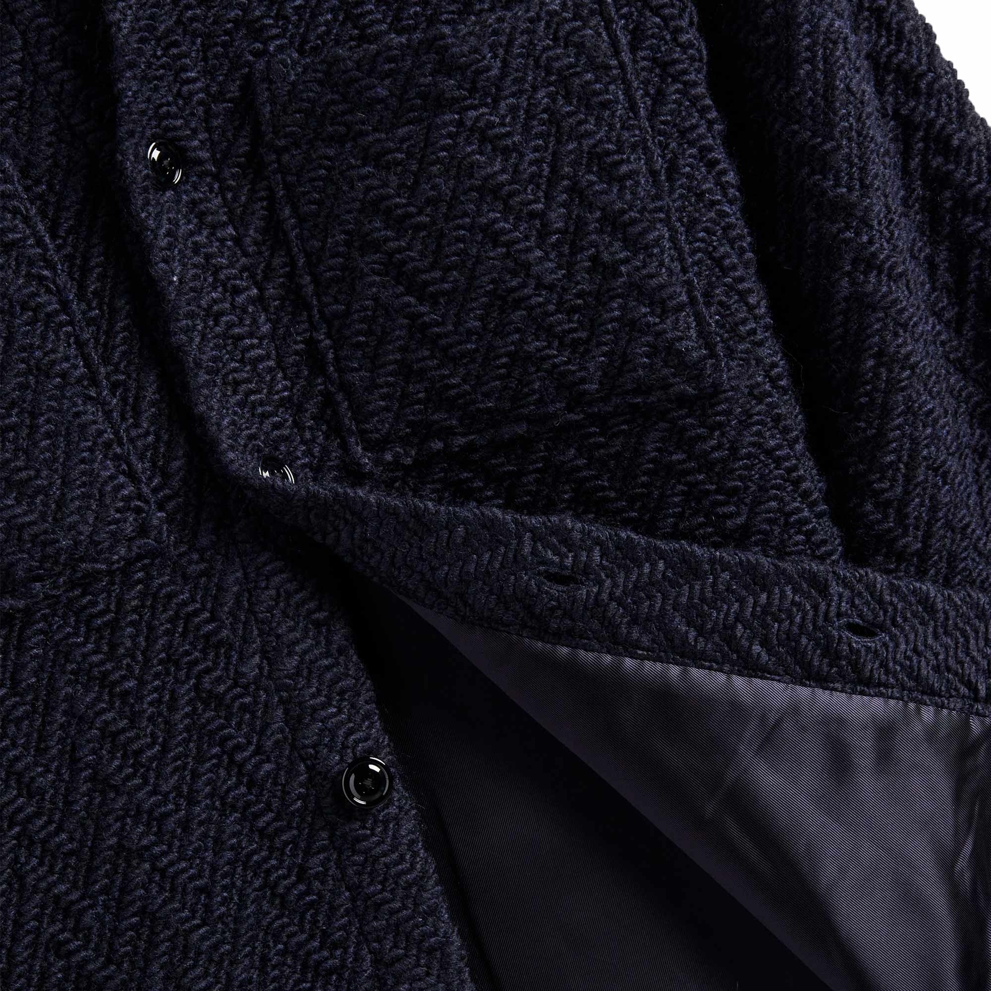Portuguese Flannel Knitted Herringbone Overshirt - Navy