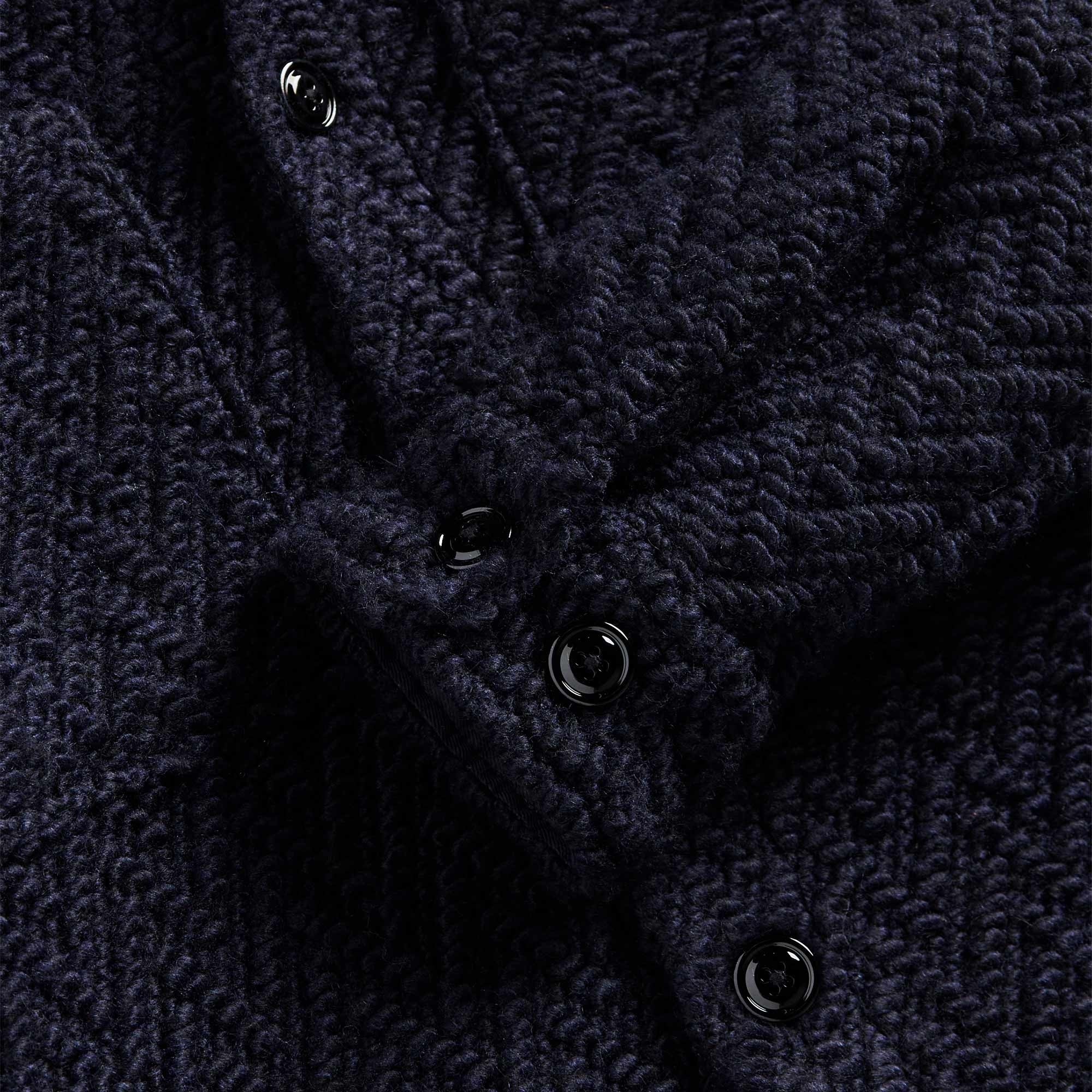 Portuguese Flannel Knitted Herringbone Overshirt - Navy