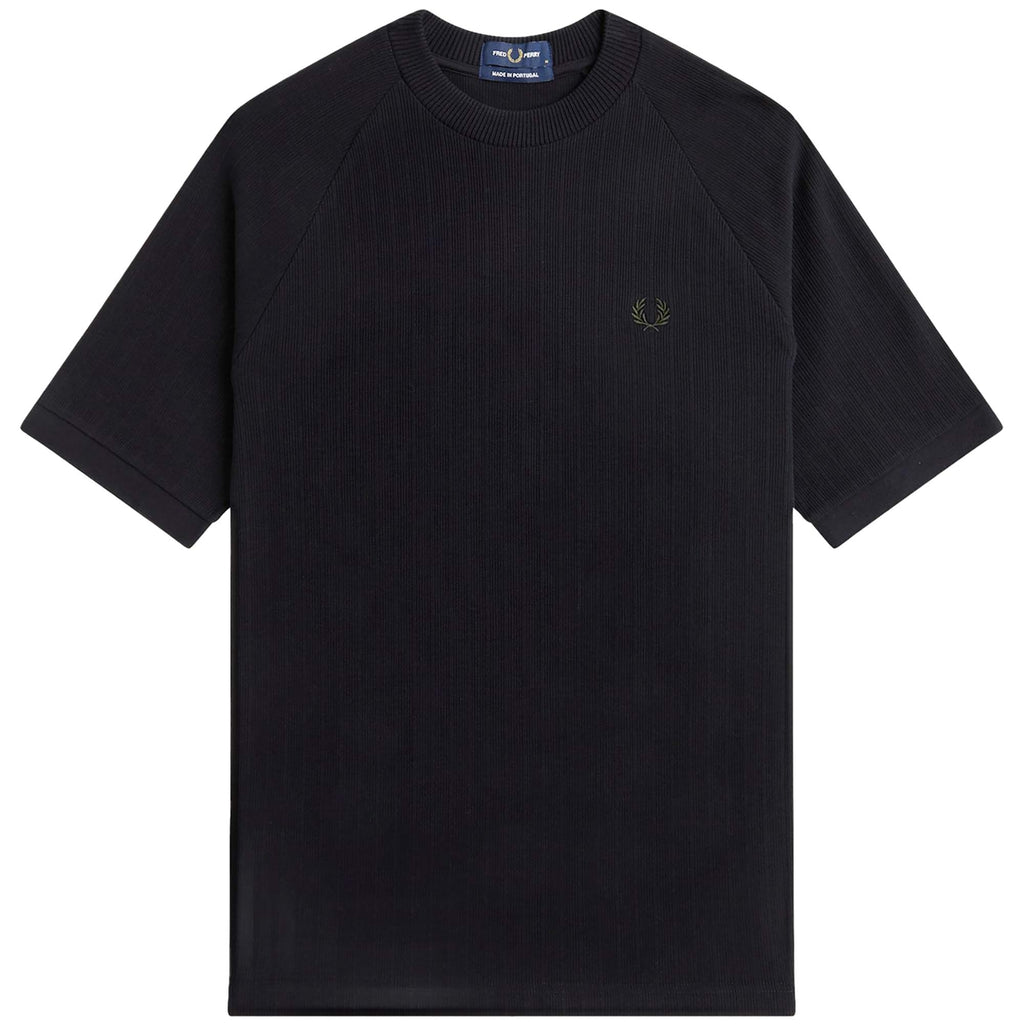 Fred Perry Ribbed Raglan Sleeve T-Shirt - Black