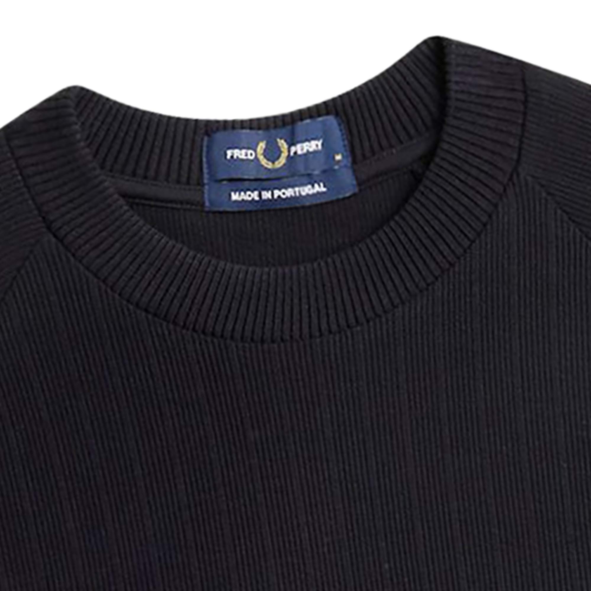 Fred Perry Ribbed Raglan Sleeve T-Shirt - Black