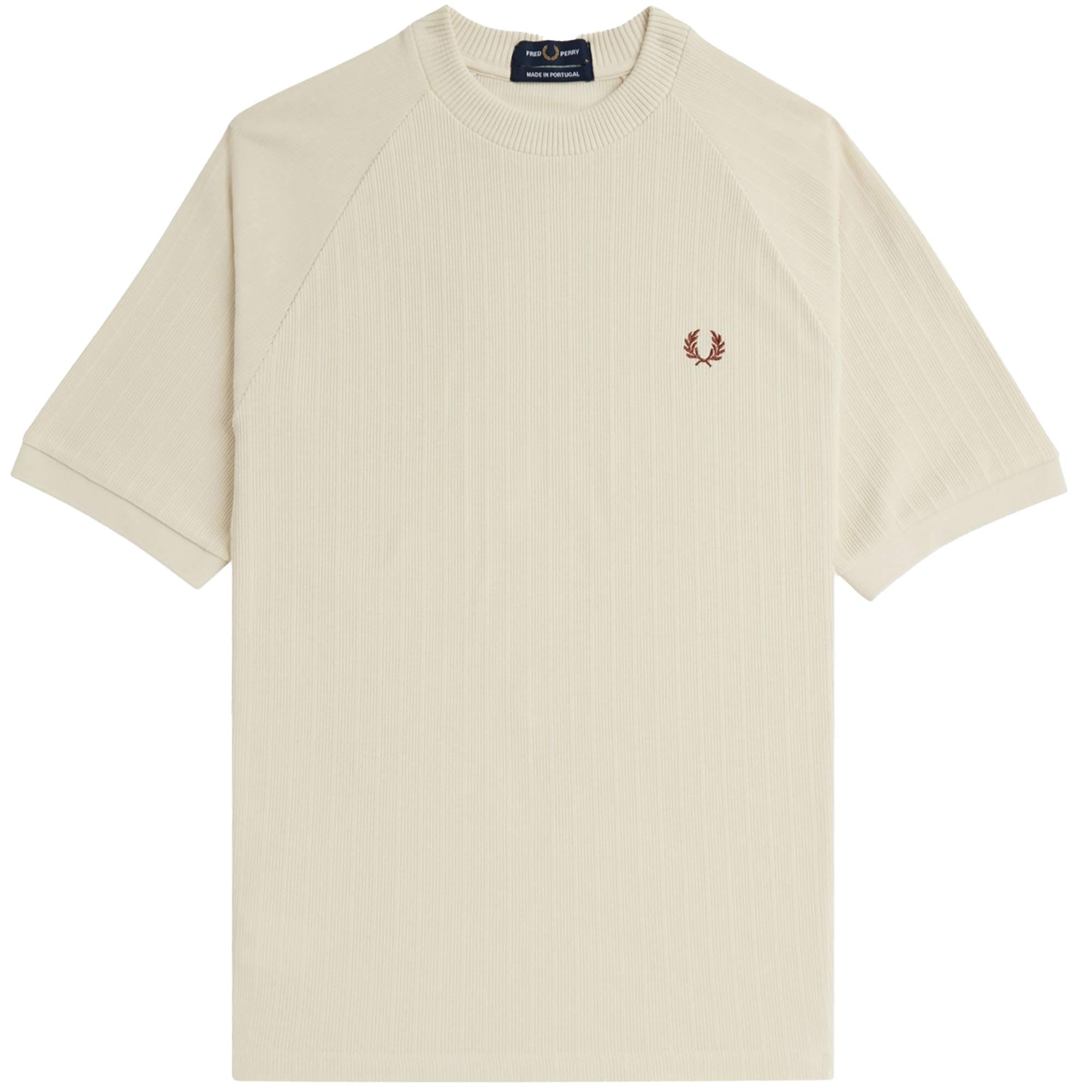 Fred Perry Ribbed Raglan Sleeve T-Shirt - Oatmeal