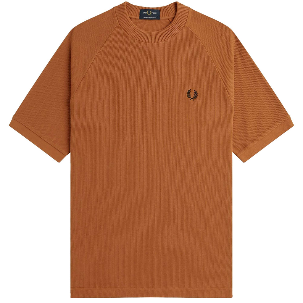 Fred Perry Ribbed Raglan Sleeve T-Shirt - Marmalade