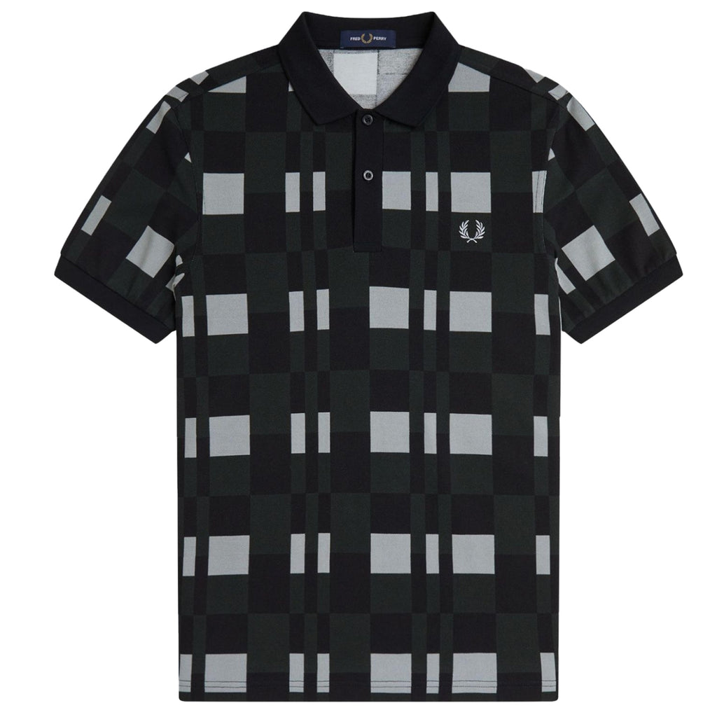Fred Perry Split Chequerboard Polo Shirt - Limestone