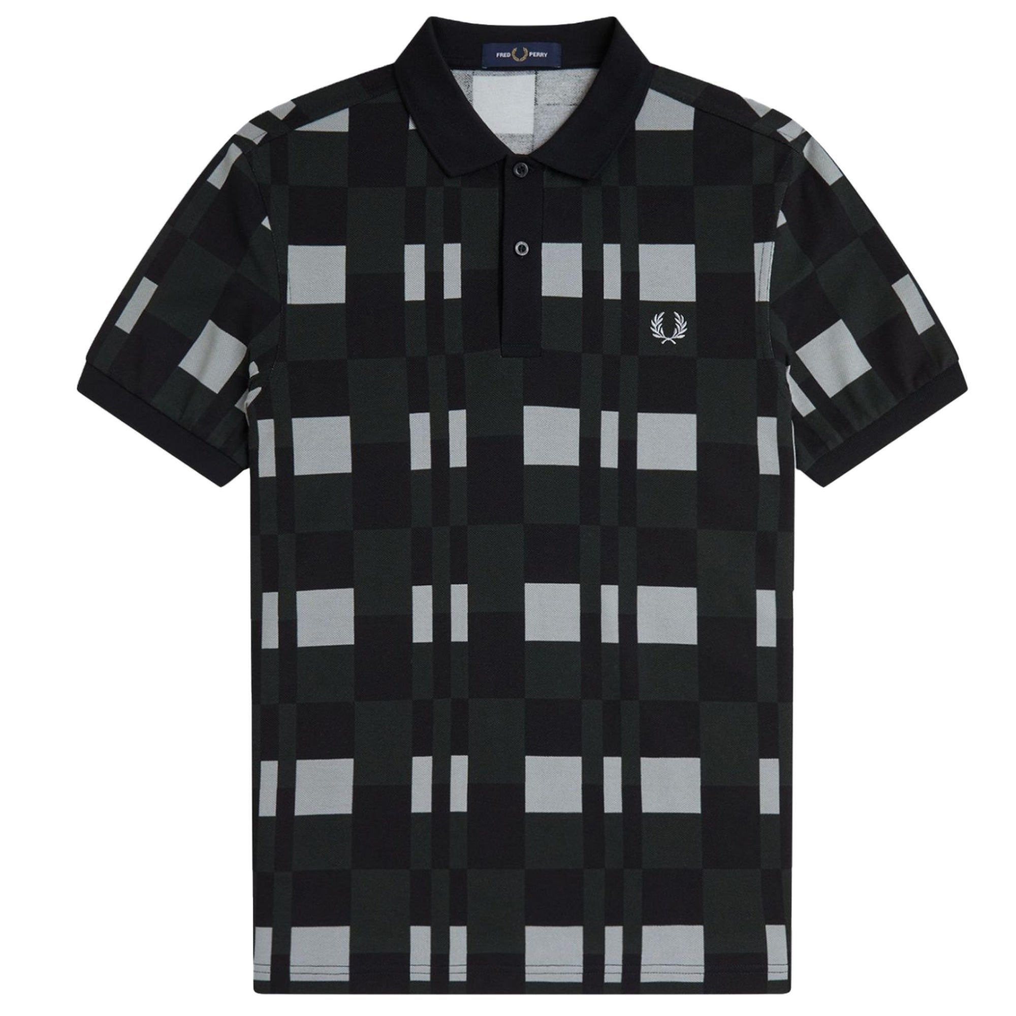 Fred Perry Split Chequerboard Polo Shirt - Limestone