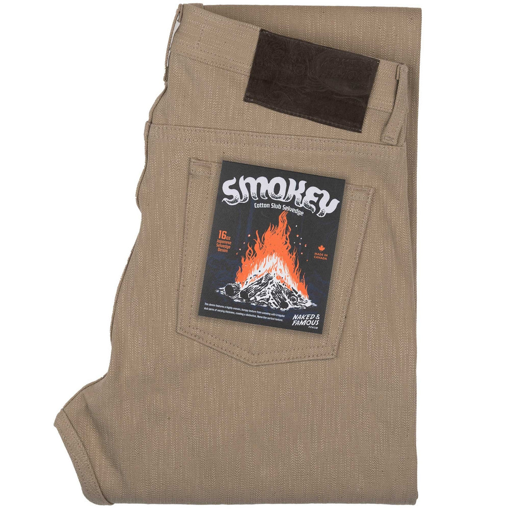 Naked and Famous Denim Weird Guy Smokey Cotton Selvedge - Taupe