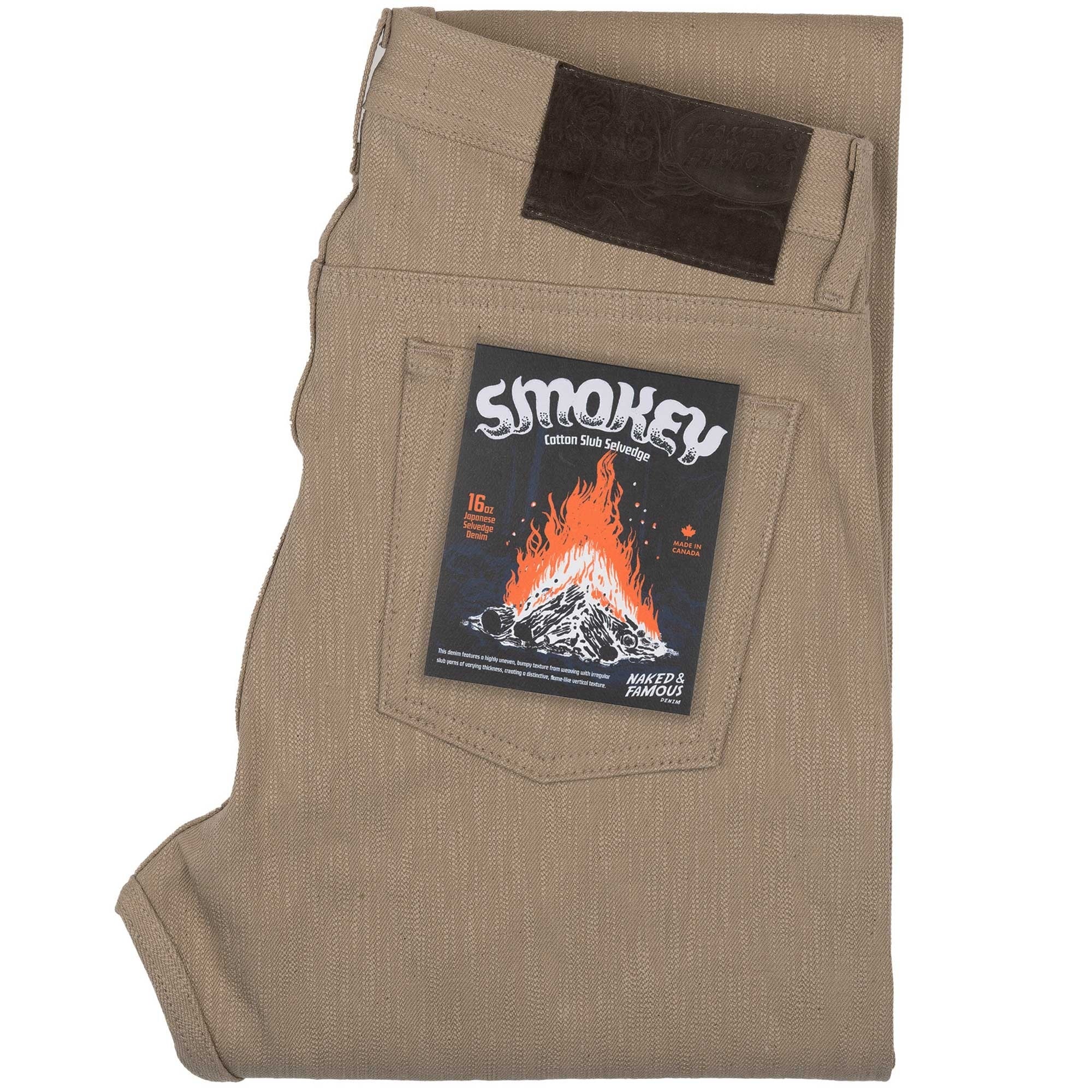 Naked and Famous Denim Weird Guy Smokey Cotton Selvedge - Taupe