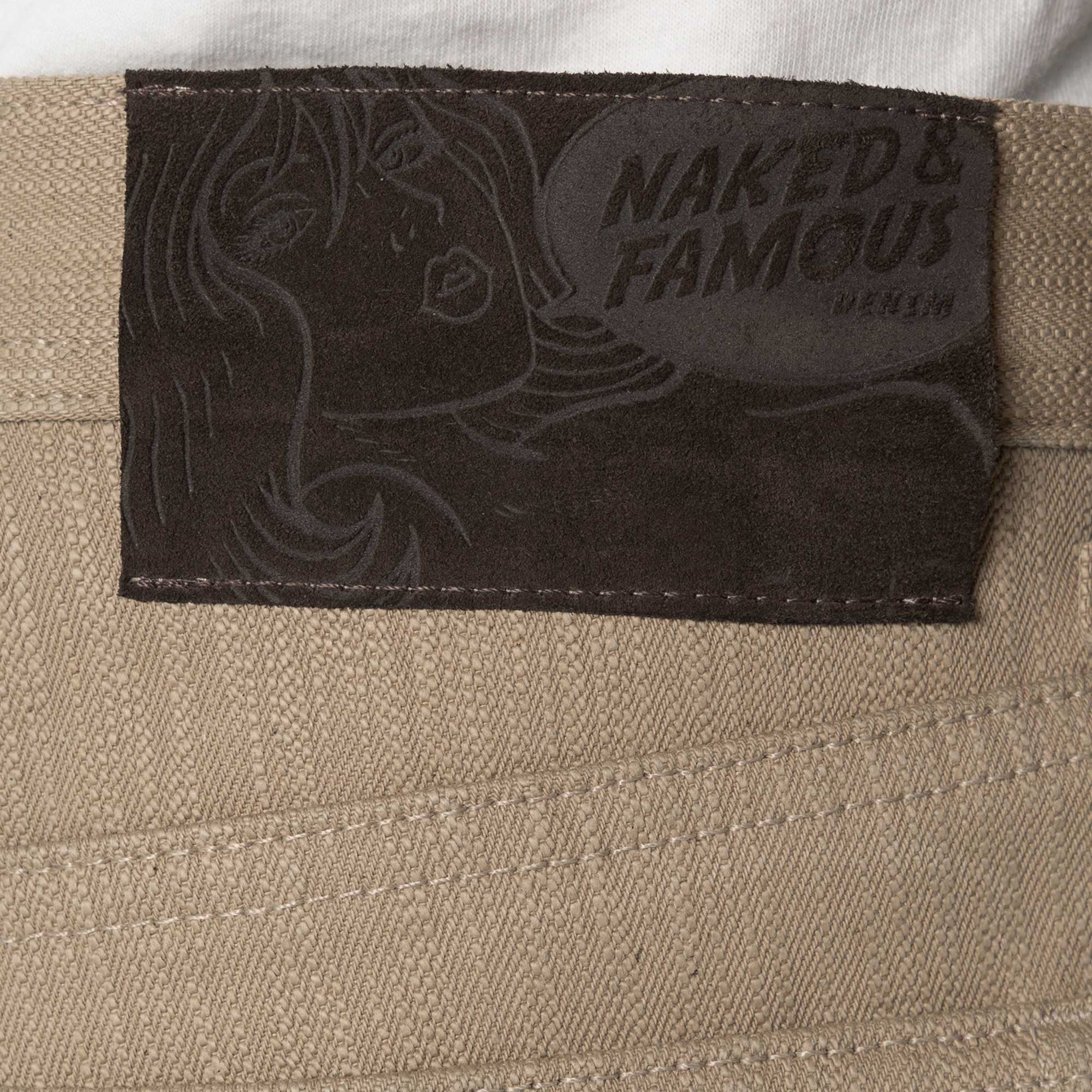 Naked and Famous Denim Weird Guy Smokey Cotton Selvedge - Taupe