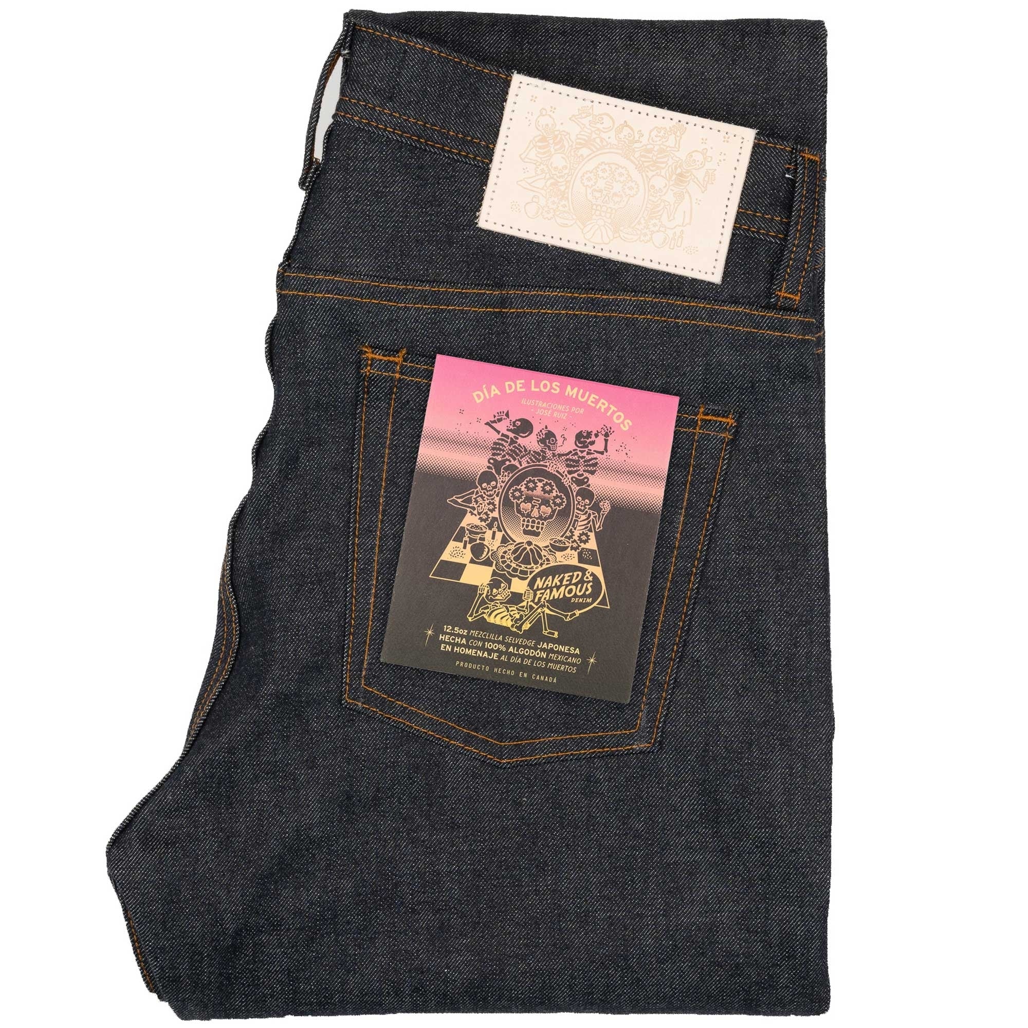 Naked and Famous Denim Weird Guy Dia De Los Muertos Selvedge - Indigo